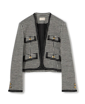 テープヤーンツイード ノーカラーコンパクトジャケット