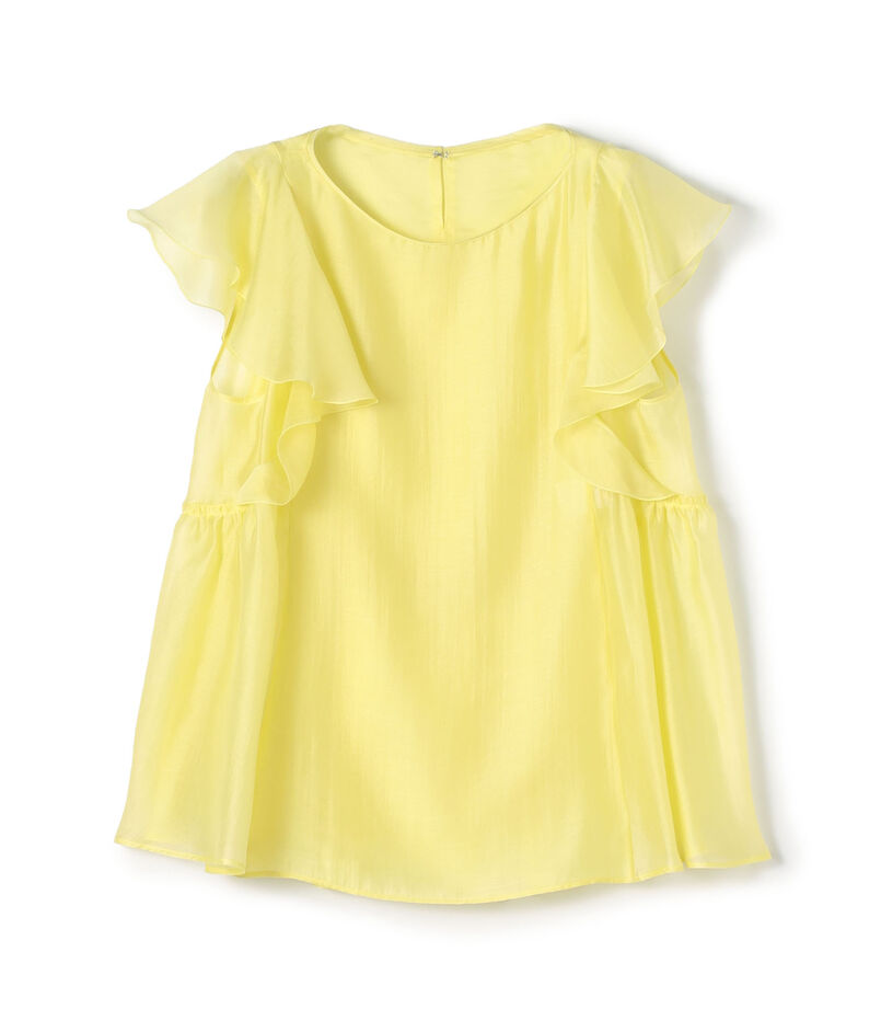 セルロースポリエステルオーガンジー フレアスリーブブラウス