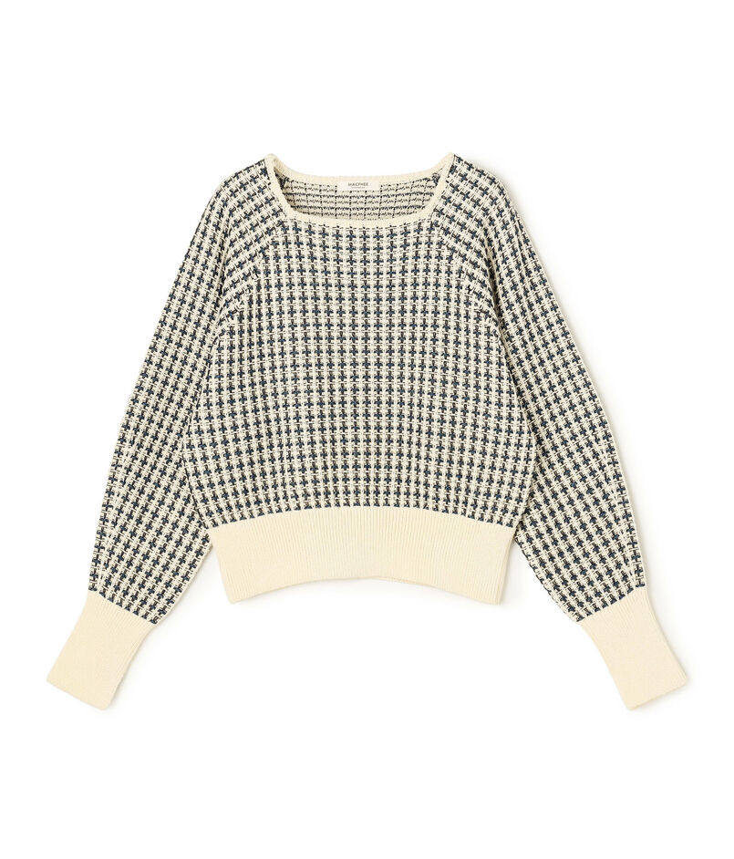 ギマコットンチェック スクエアネックプルオーバー