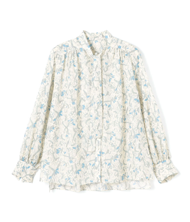 ペタルフラワープリント ボウタイブラウス