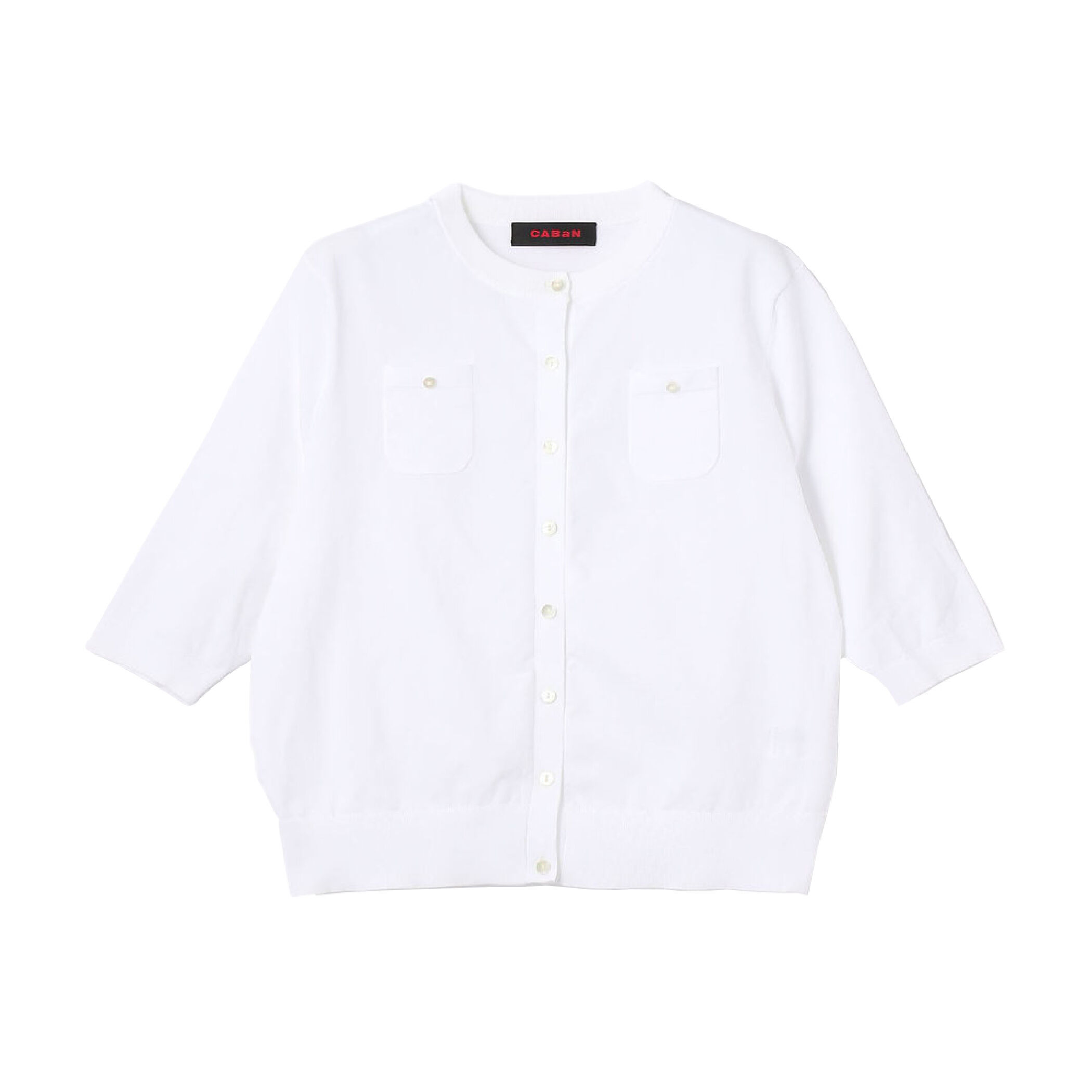 美品 CABaN ファインポリエステル ハーフスリーブポケットカーディガン ファインポリエステル ハーフスリーブポケットカーディガン