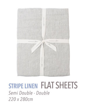 ストライプリネン フラットシーツ（セミダブル～ダブル）