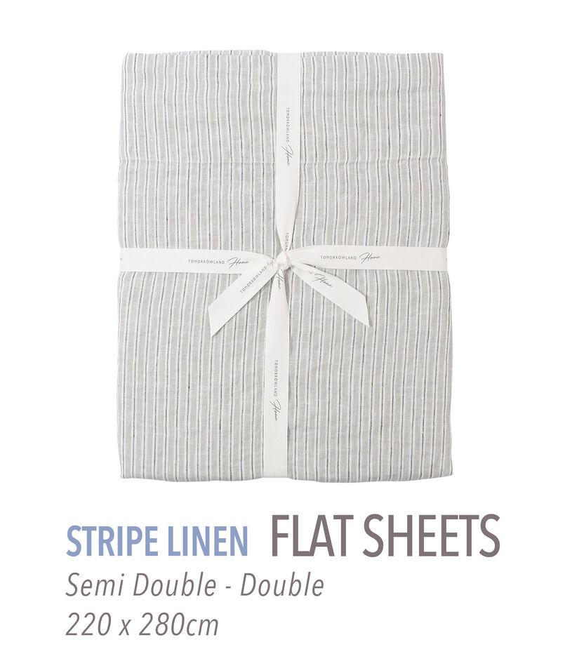 ストライプリネン フラットシーツ（セミダブル～ダブル）