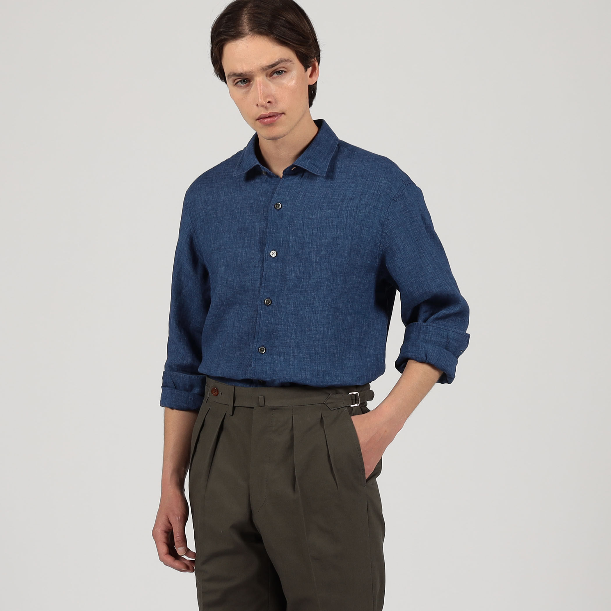 未使用品 FAIRFAX シャツ リネン ALBINI プルオーバー ネイビー