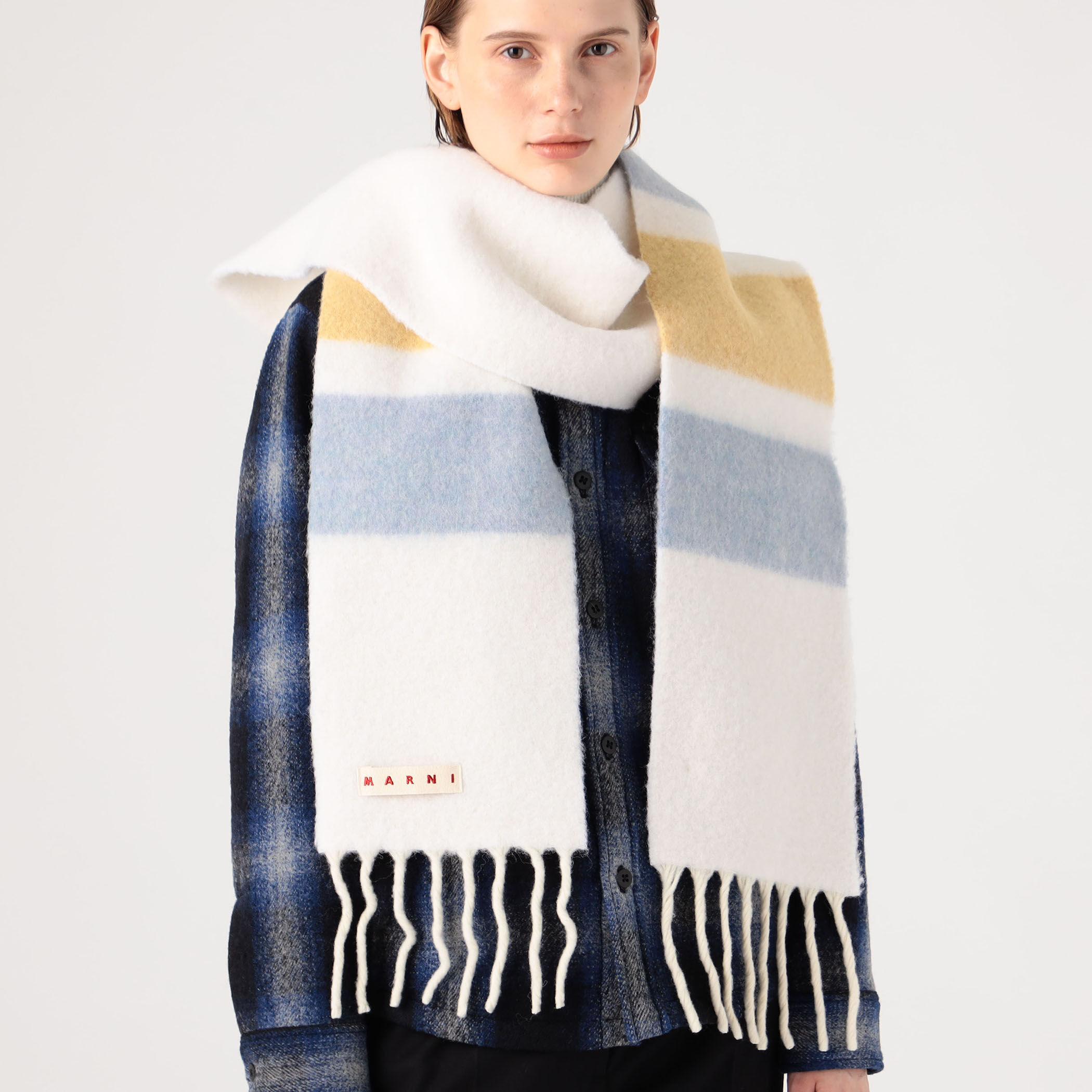 【MARNI】あったかマフラー ボーダー アルパカウール MARNI】あったかマフラー ボーダー アルパカウール (MARNI