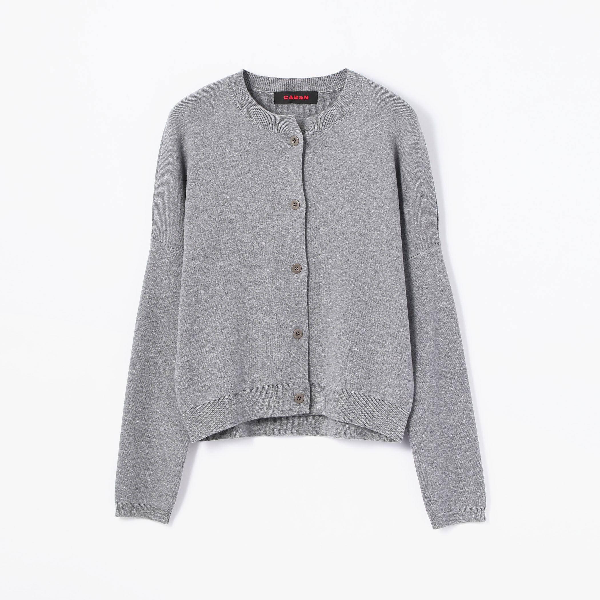 CABaN コットンカシミヤ　グレーネックカーディガン　ホワイト CABaN コットンカシミヤ ポケットクルーネックカーディガン