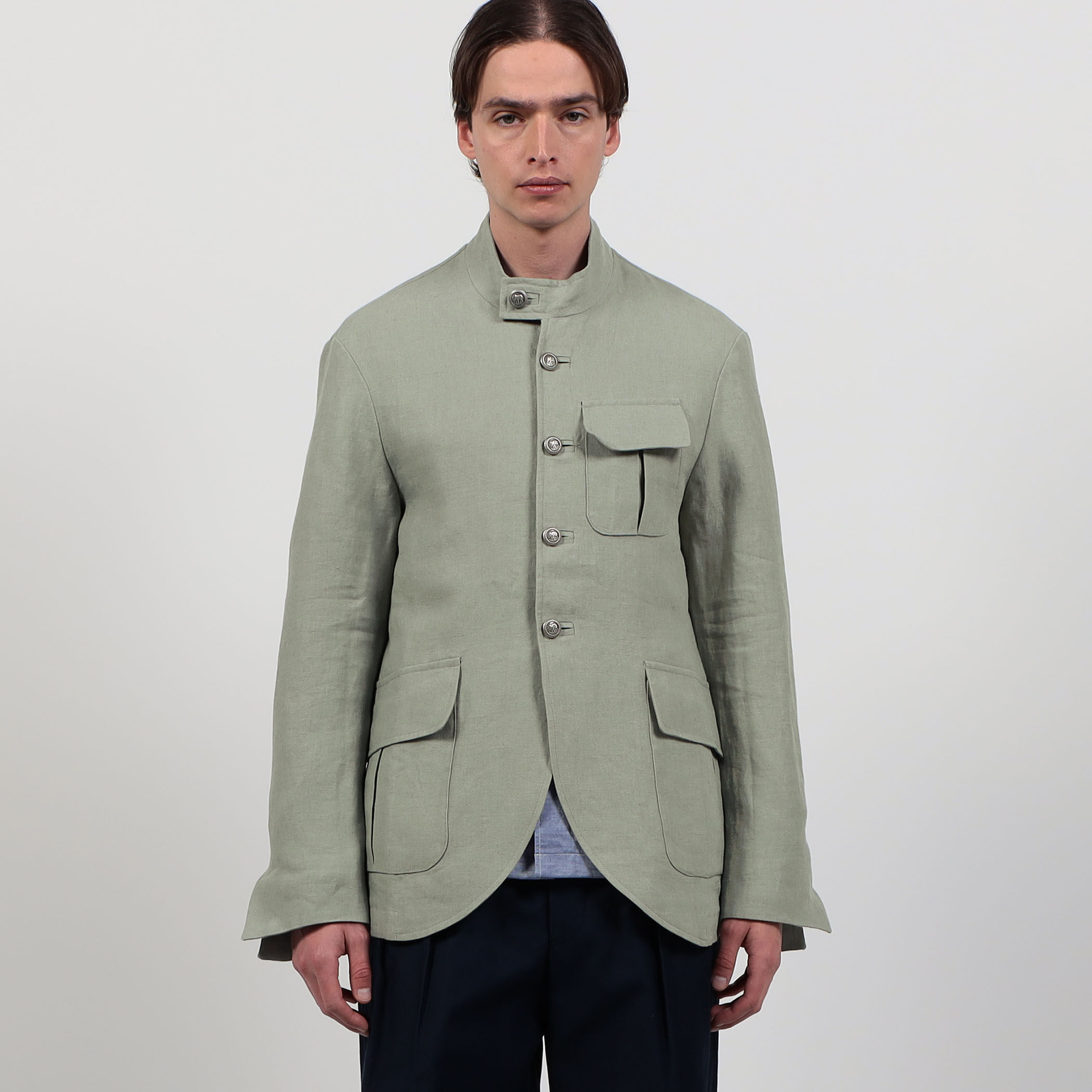 Chato Lufsen STOBAL リネン シングルブレステッド スタンドカラー
