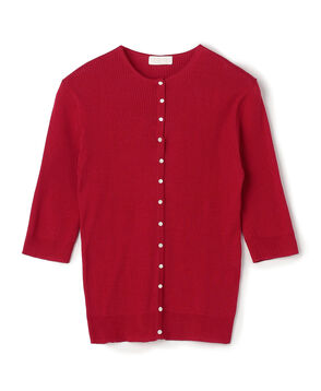 ■マーセライズドコットンリブ クルーネックカーディガン