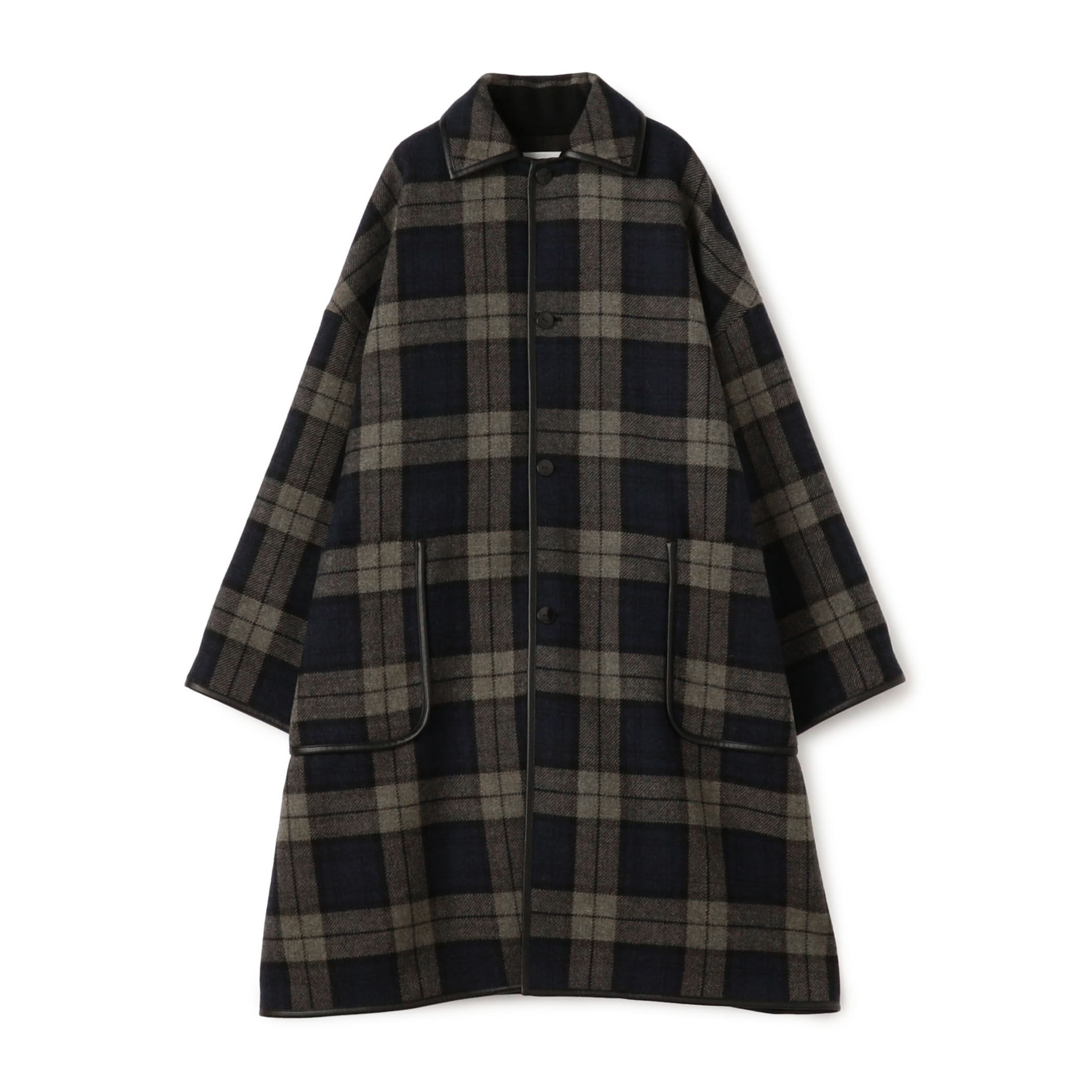 タータンウールツイード バルカラーコート｜トゥモローランド