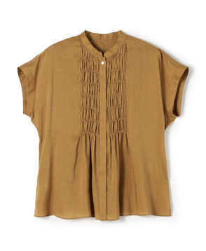 スムースラミー フロントシャーリングブラウス