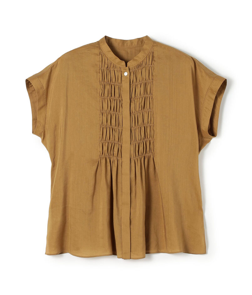 スムースラミー フロントシャーリングブラウス