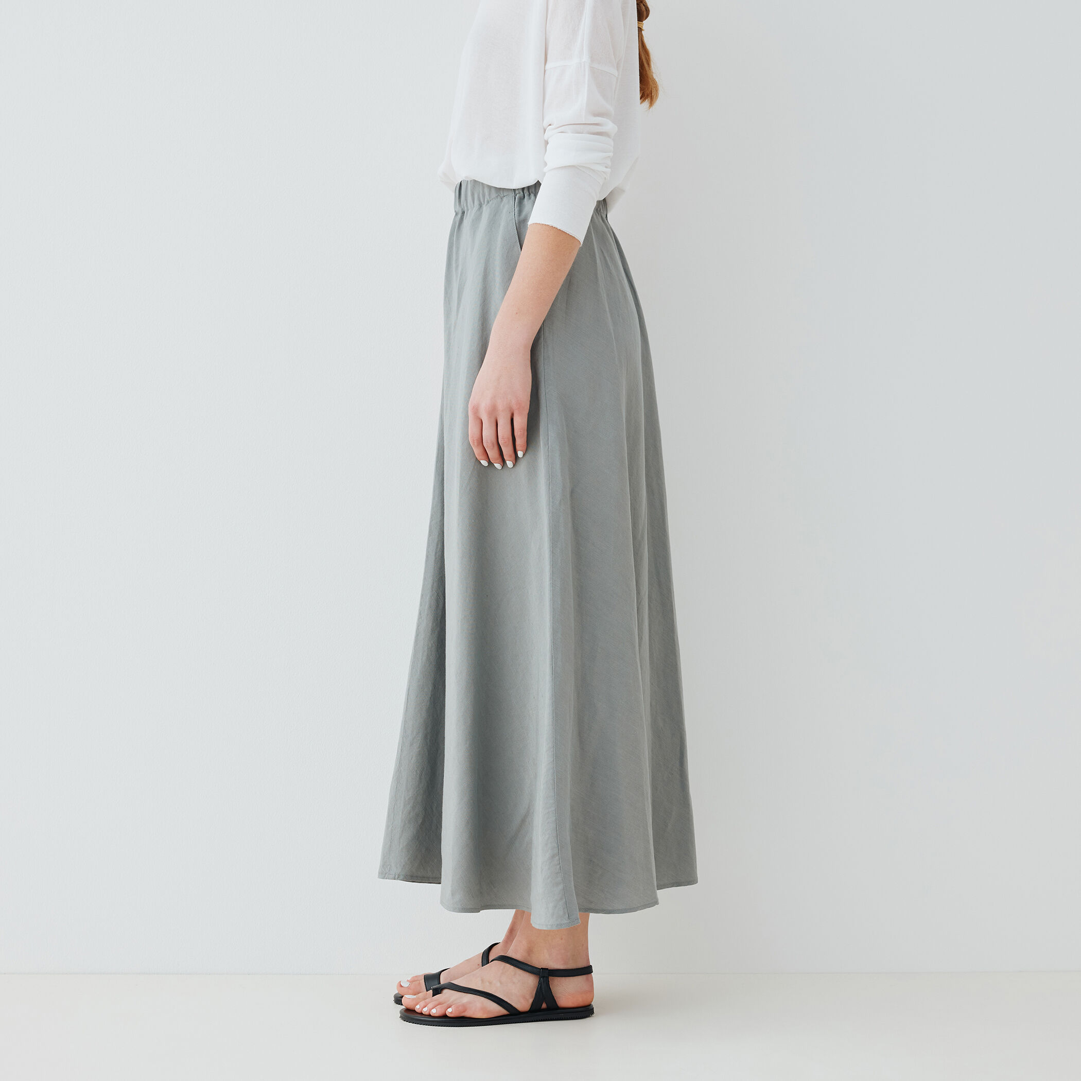 リネンキュプラシルクコンパクト イージーAラインスカート