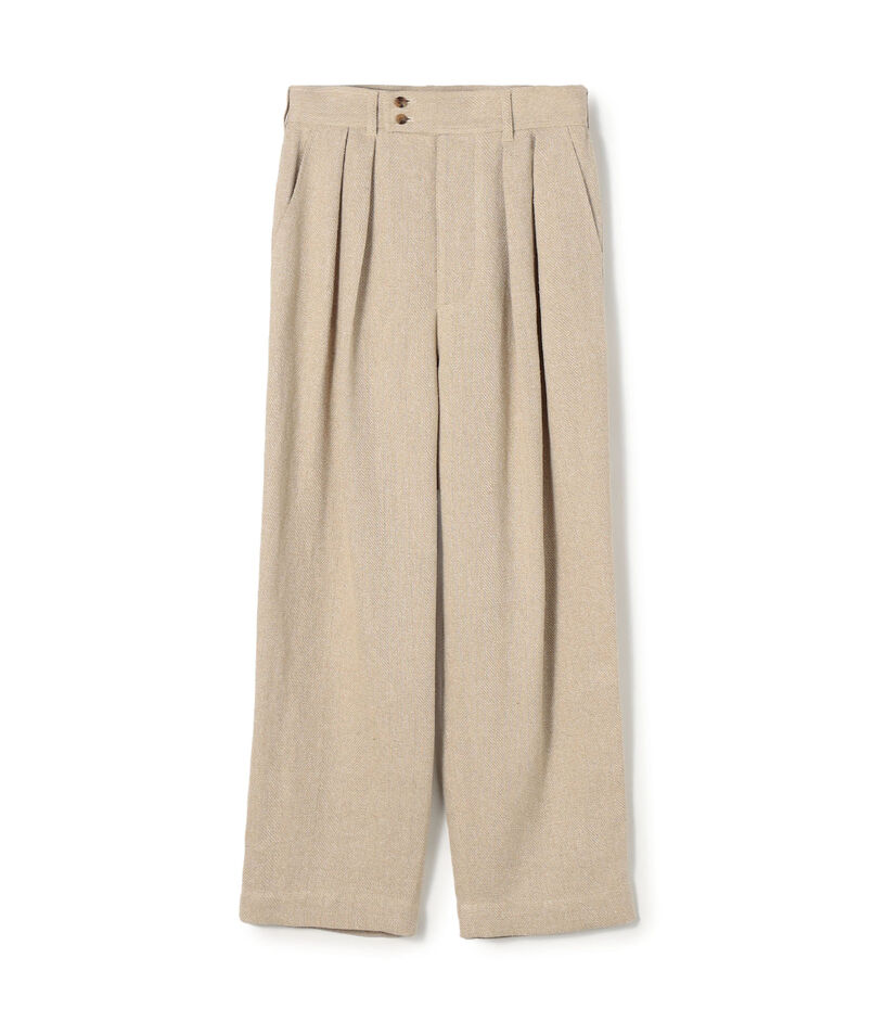 リネンシルクツイード ツータックパンツ