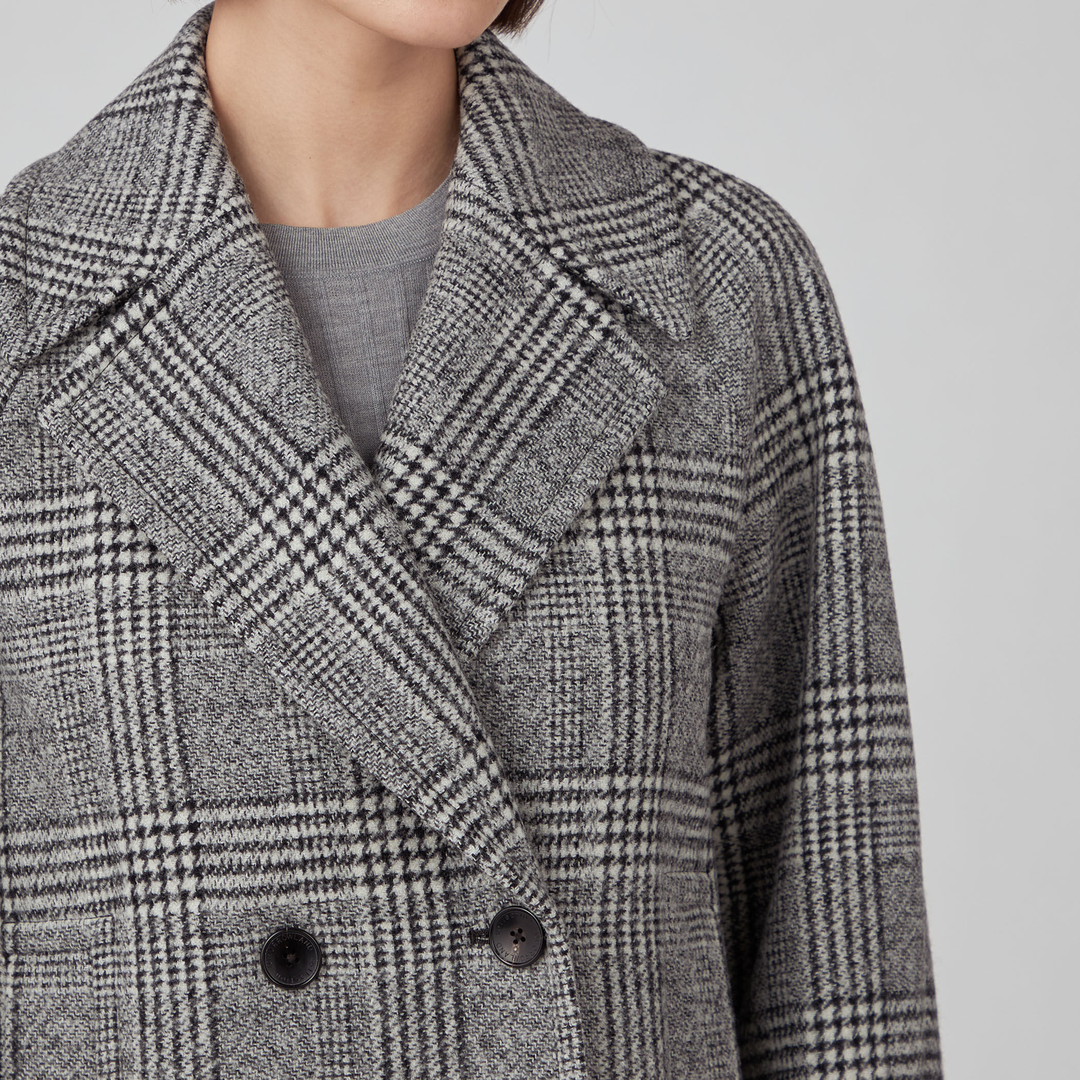 ウールカシミヤグレンチェック ショートコート｜トゥモローランド 公式通販