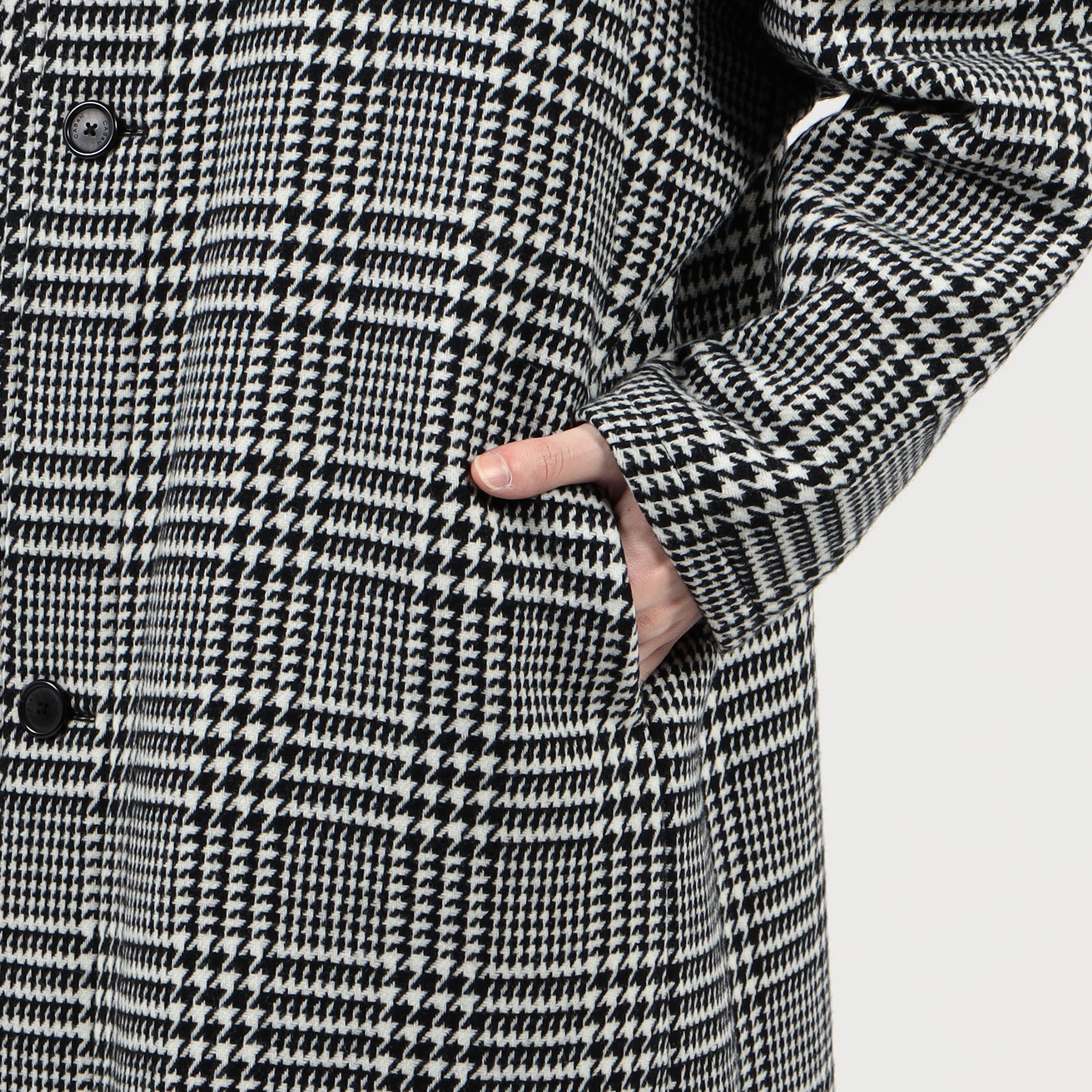 CABaN ウールダブルフェイス グレンチェックスタンドカラーコート