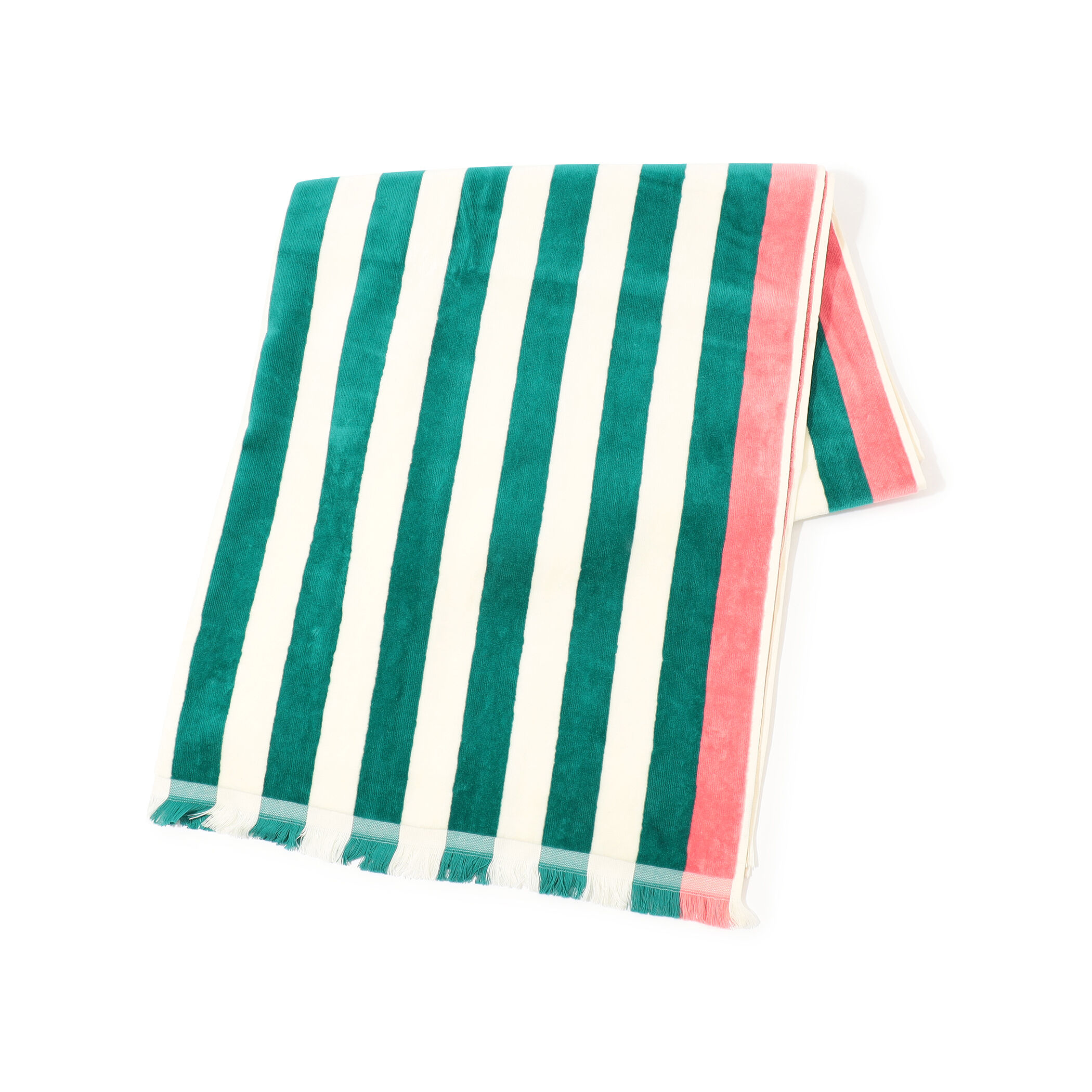 コットンストライプ ベルベットビーチタオル｜トゥモローランド