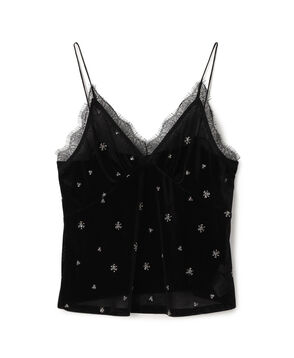 メッシュベロアエンブロイダリー キャミソールブラウス