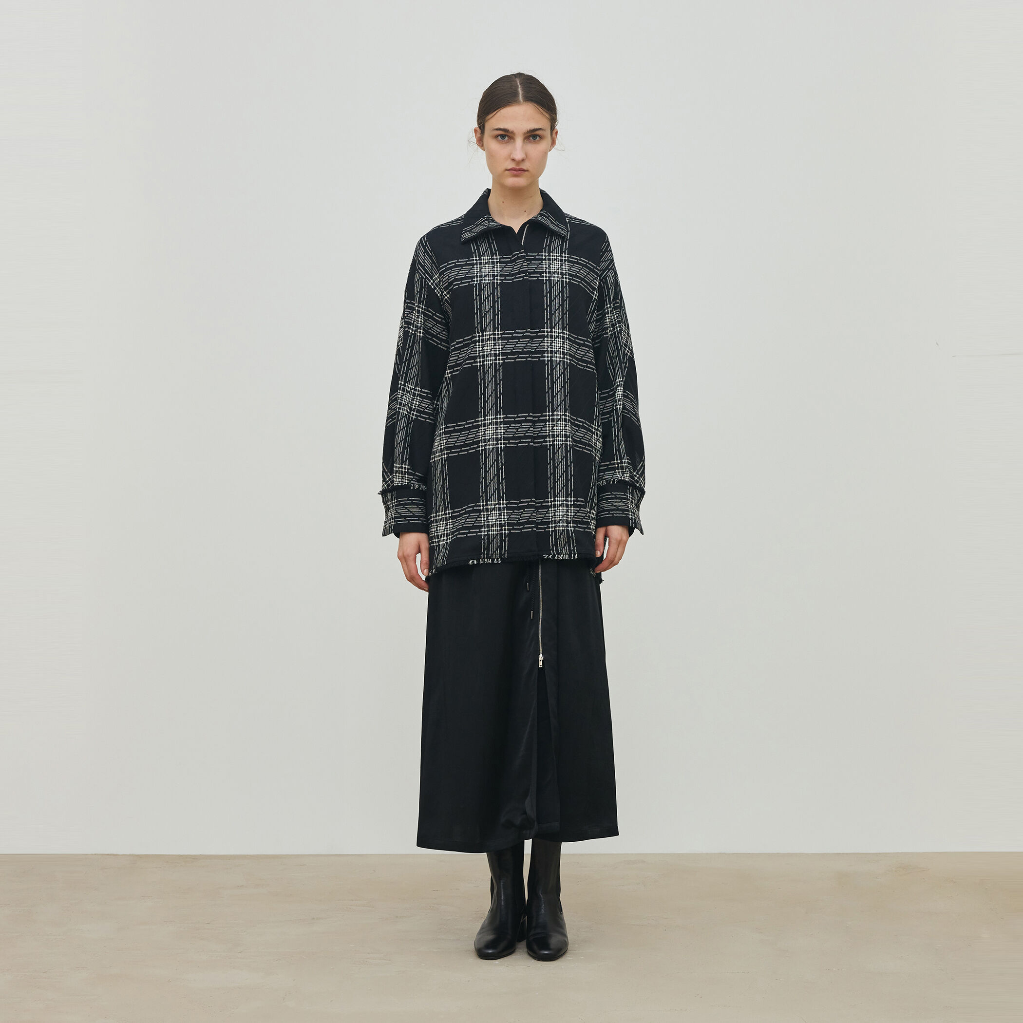 ハイツイストウールチェック スタンドカラーコート｜トゥモローランド