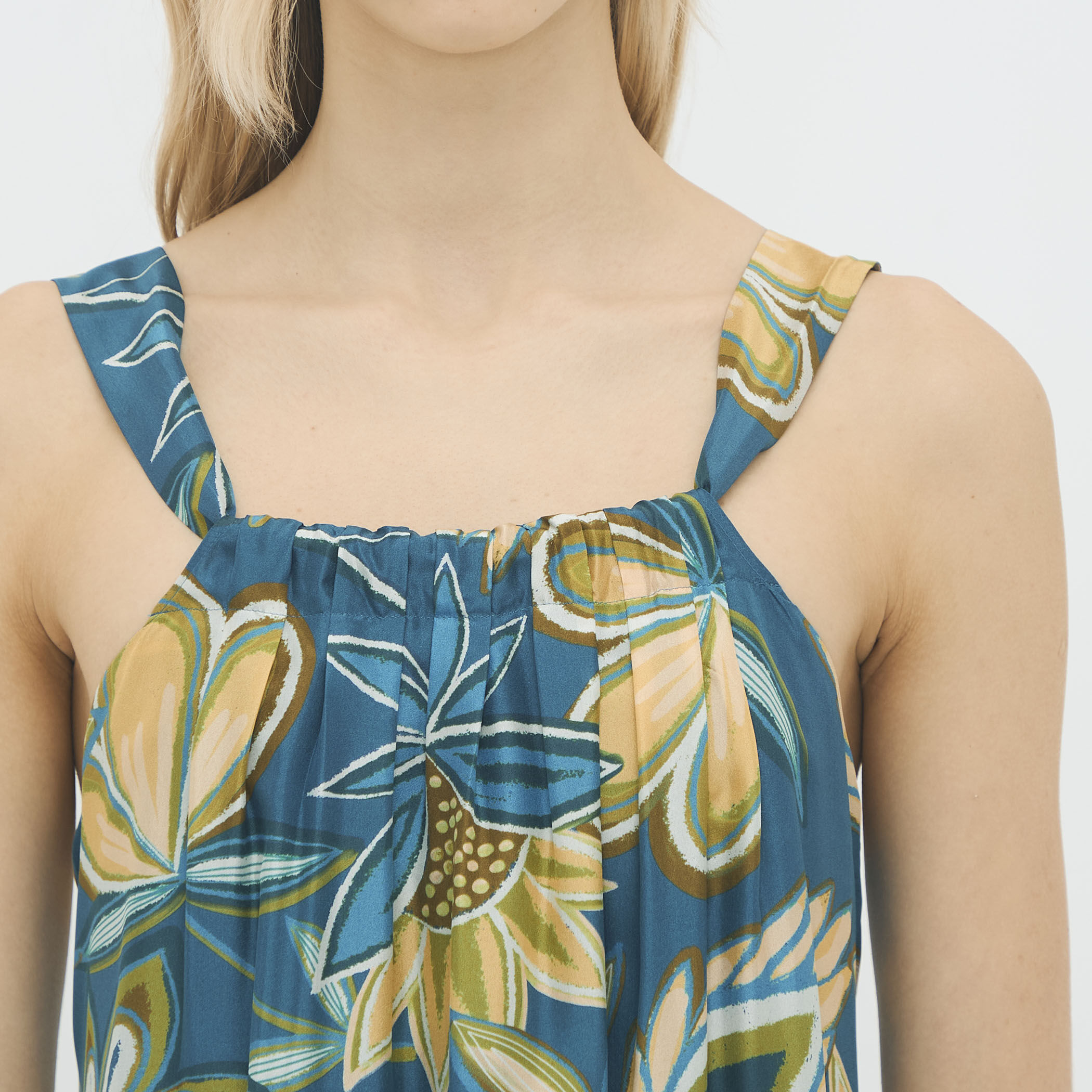 シルク COLETTEフラワープリント ロングワンピース｜トゥモローランド