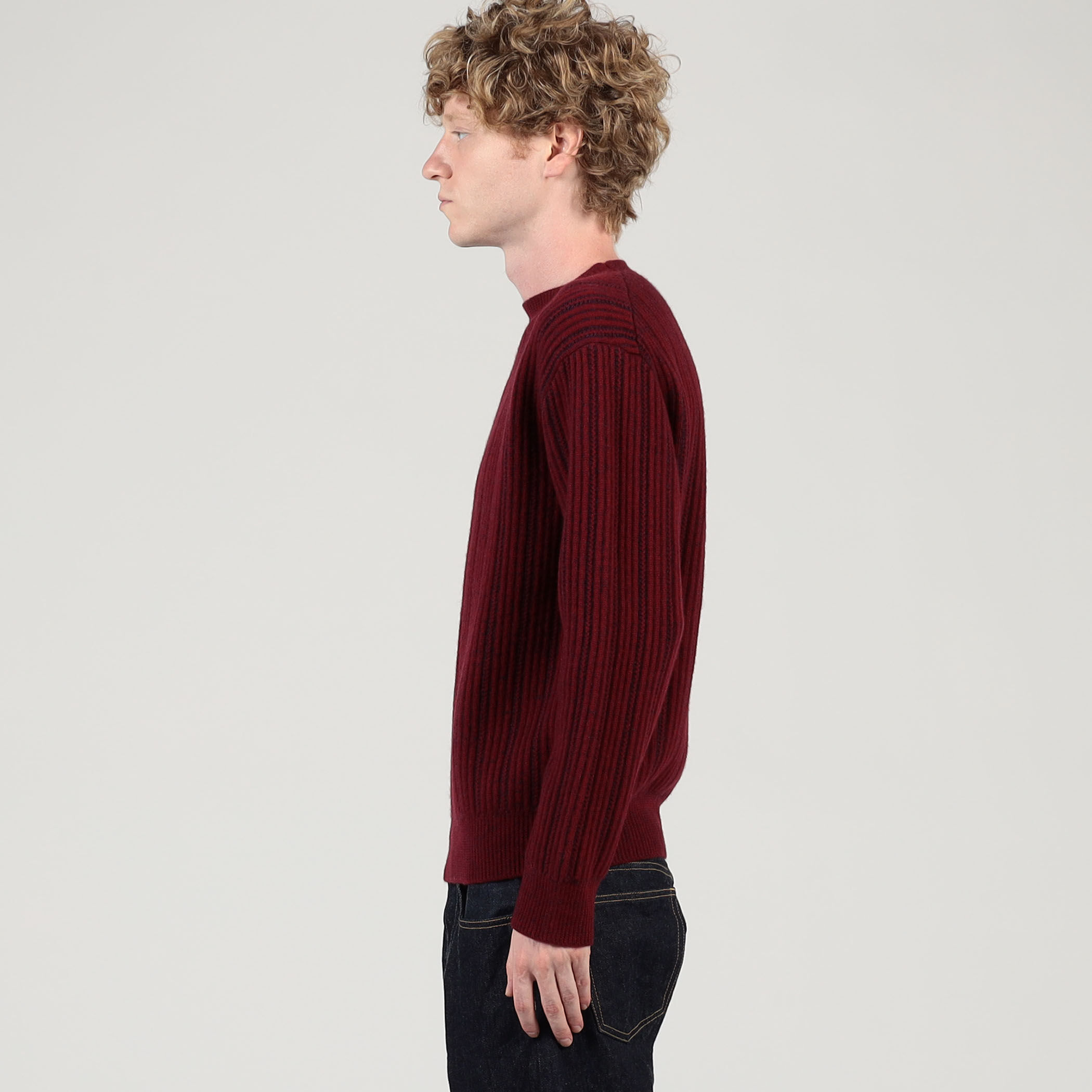 Drawer カシミヤニット ドゥロワー 9Gウールカシミアあぜ編みボーダー