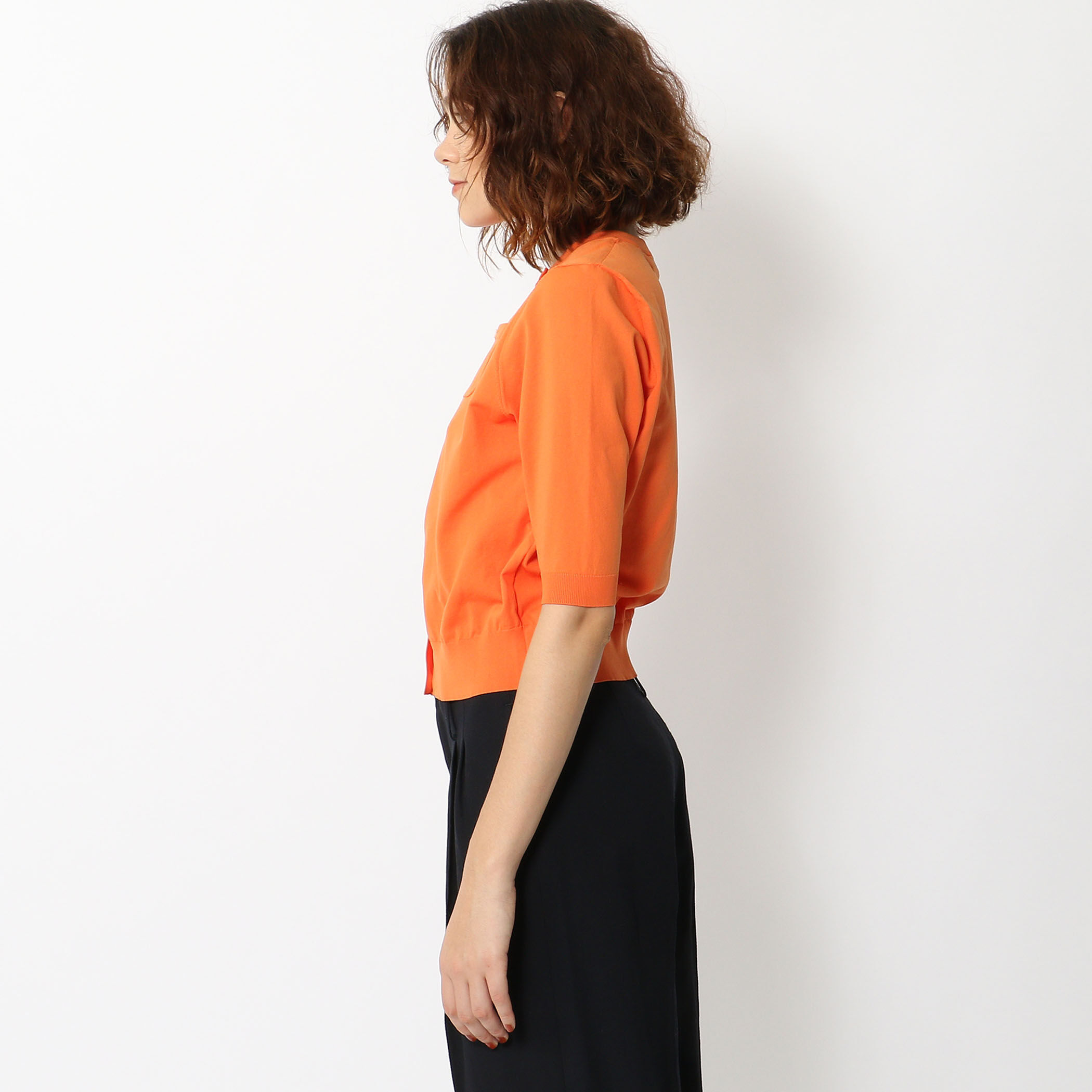 □ファインポリエステル ハーフスリーブポケットカーディガン