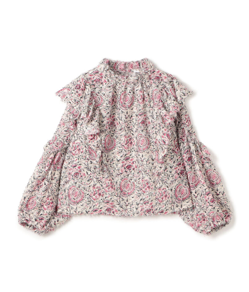 ラメカットジャカード フリルブラウス