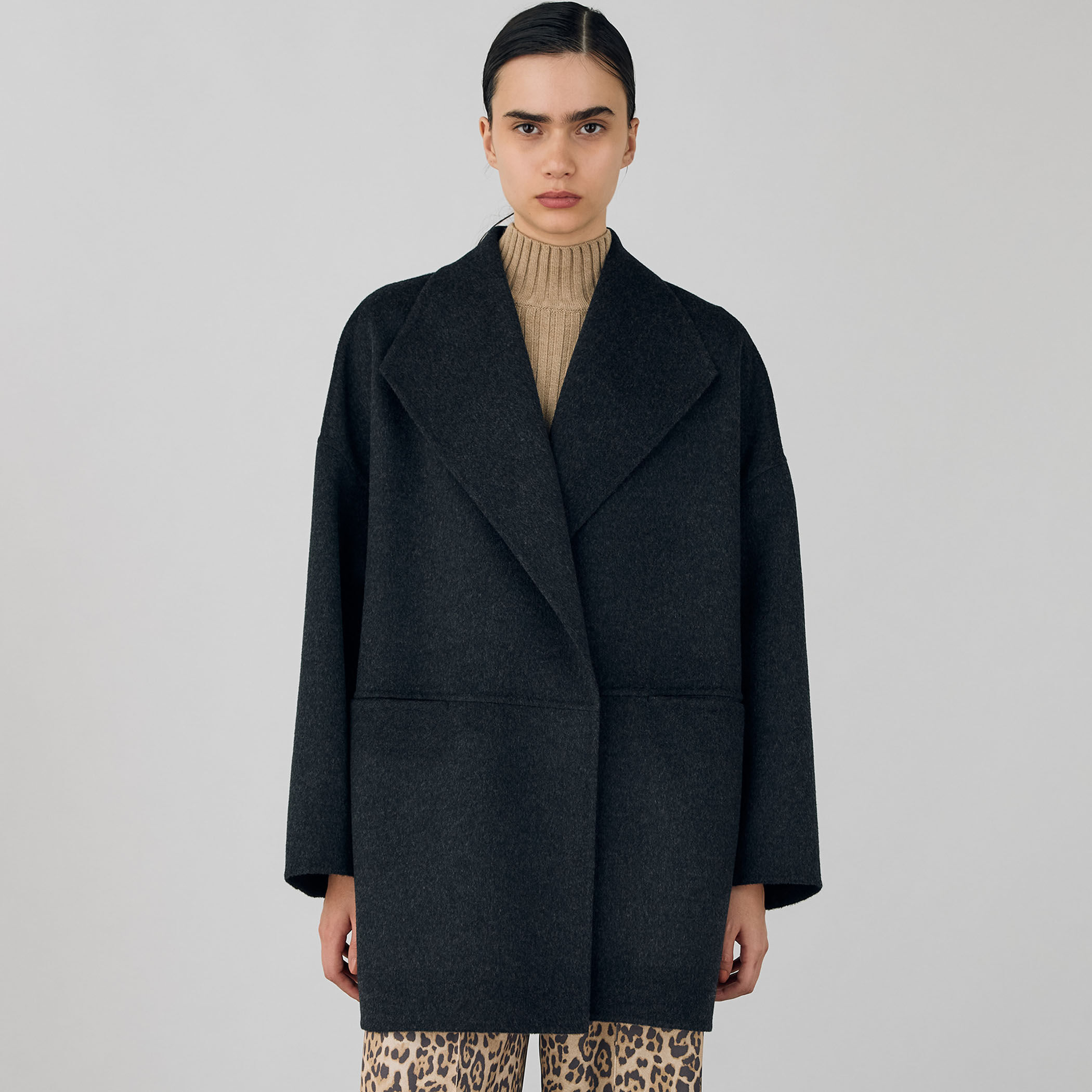 ダブルフェイスメルトンビーバー ウィングカラーコート