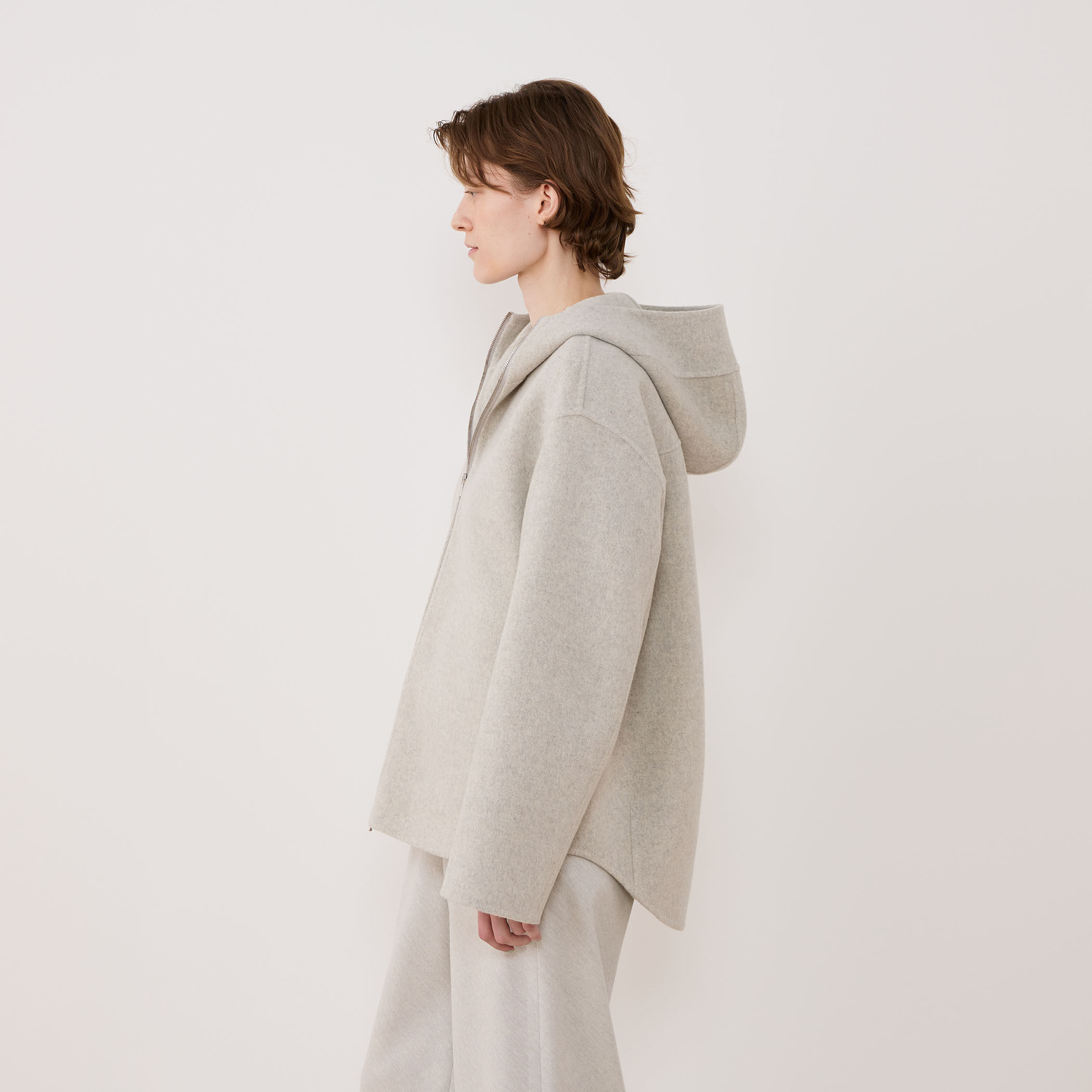 ウールカシミヤダブルフェイス フーデッドショートコート