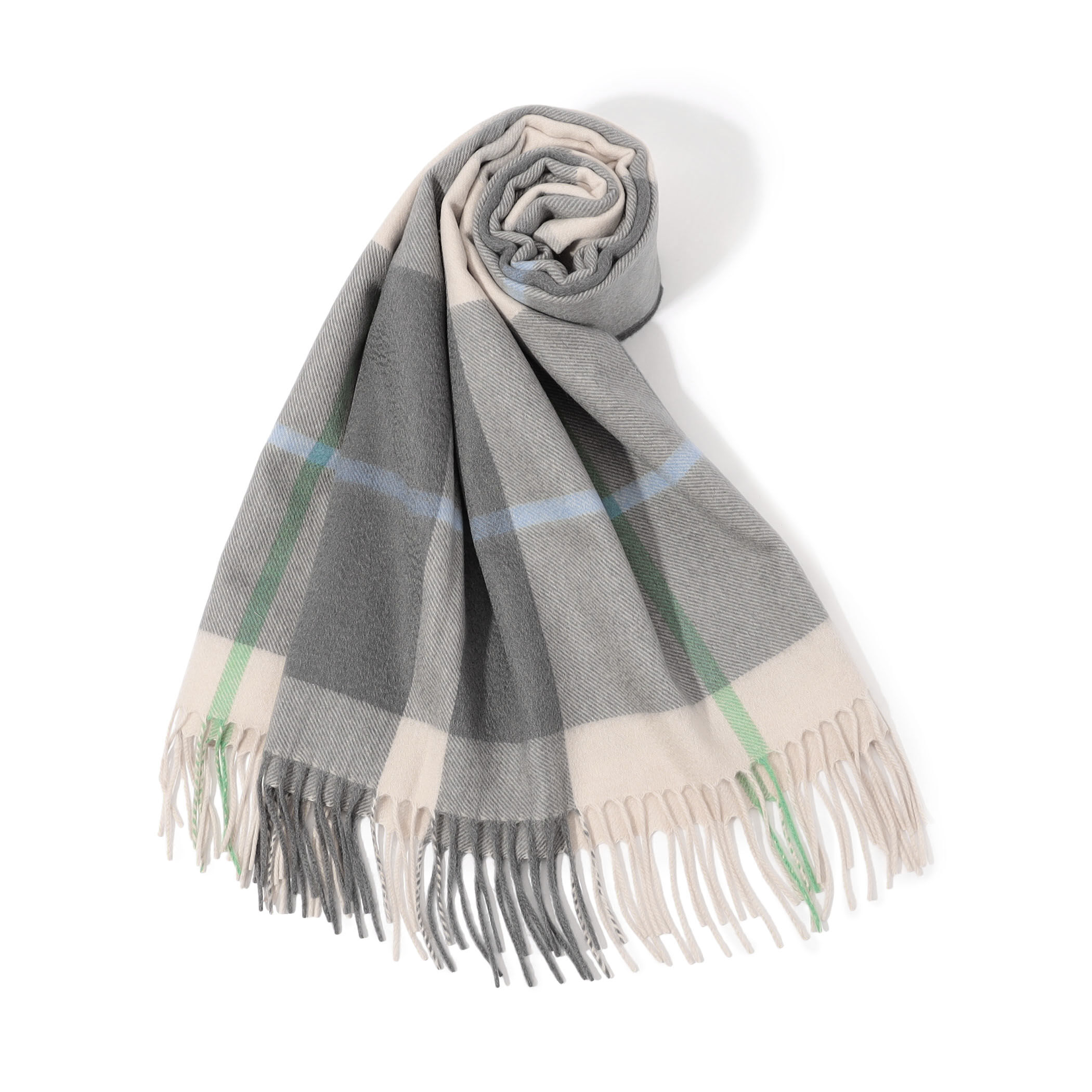 Joshua Ellis 大判ストール マフラー カシミア グレー チェック Joshua Ellis ジョシュアエリス マフラー メンズ レディース