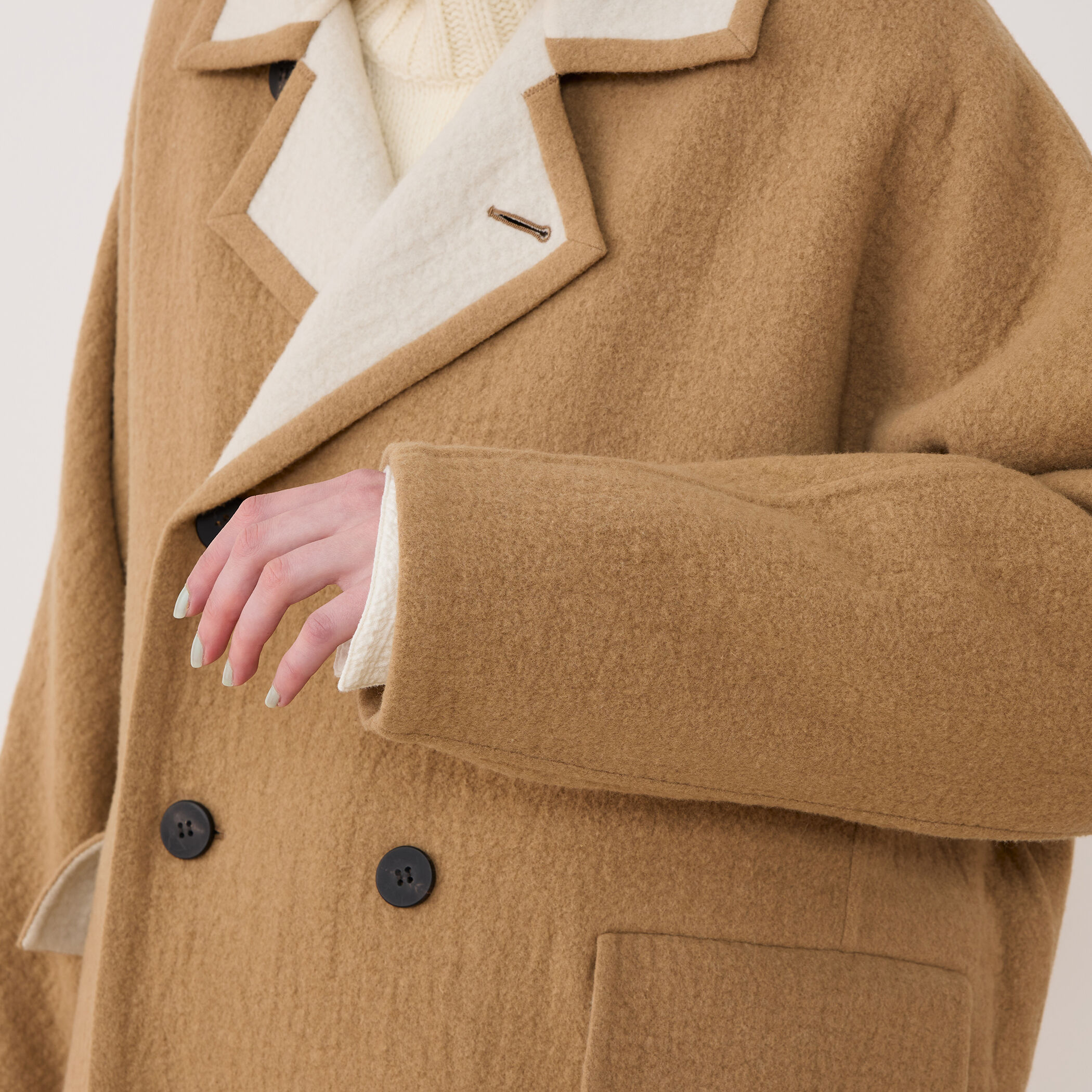 シープライクダブルフェイス ドルマンスリーブコート