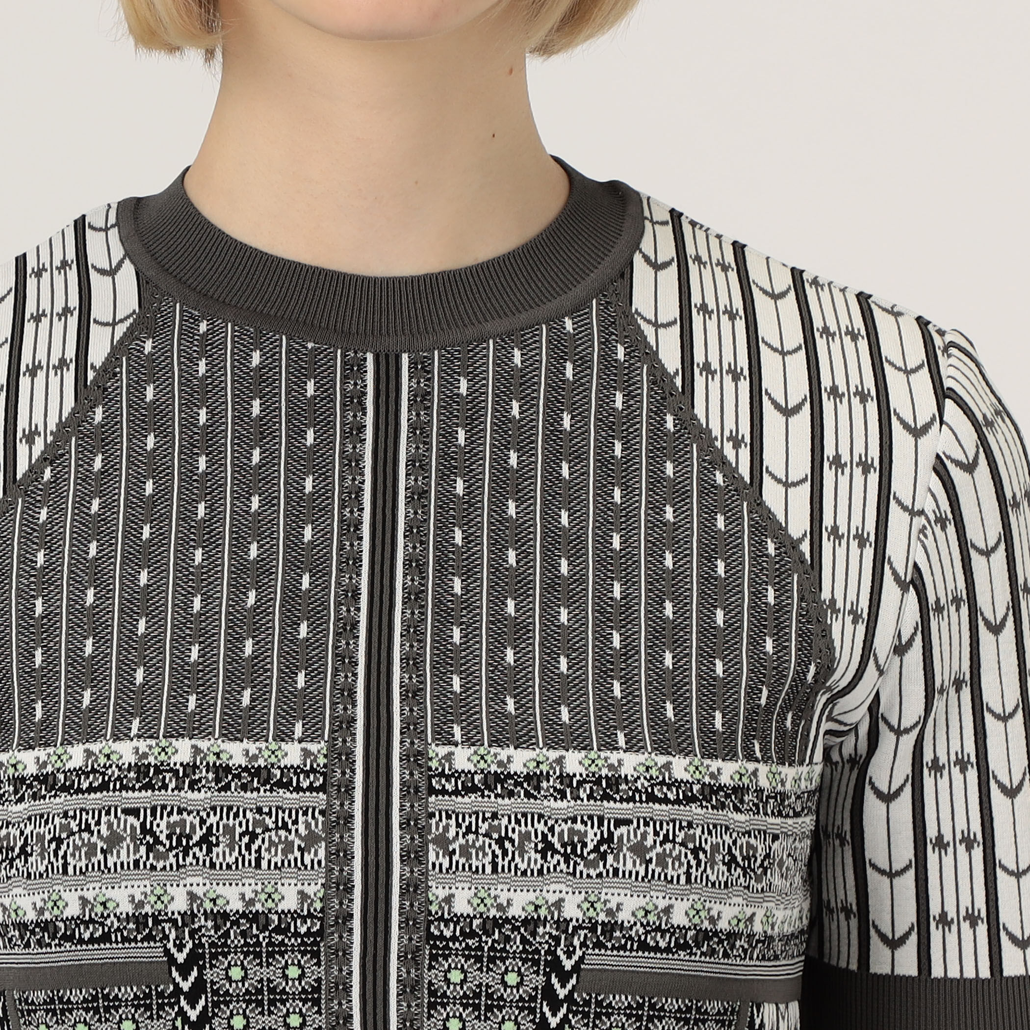 Mame Kurogouchi Geometric Pattern Knitted Top