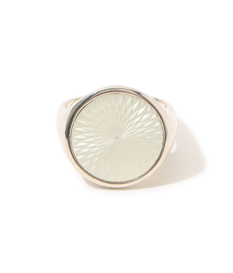 FERIAN Enamel Signet Ring white Glass