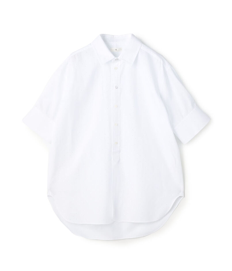 コットンレーヨン ホワイトドットハーフスリーブシャツ