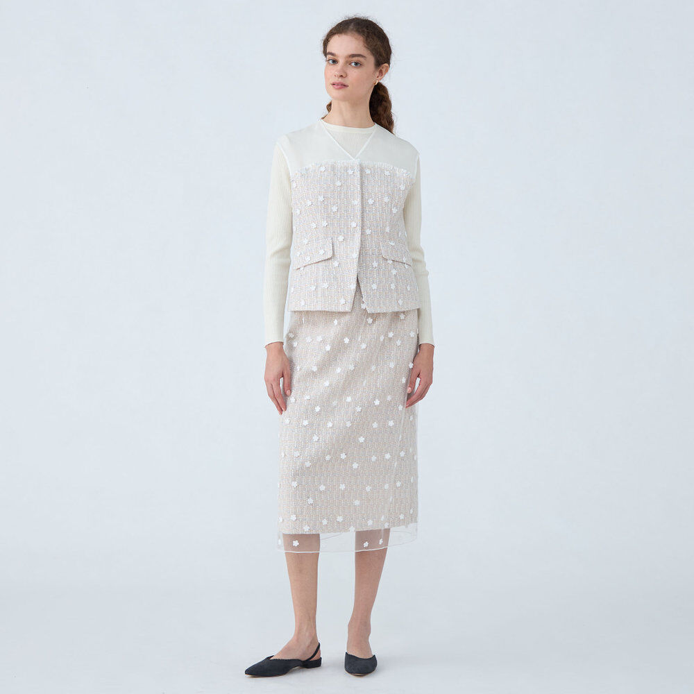 Eaphi ツイードコンビラインスカート / beige □ラッピングツイード Iラインスカート｜トゥモローランド 公式通販