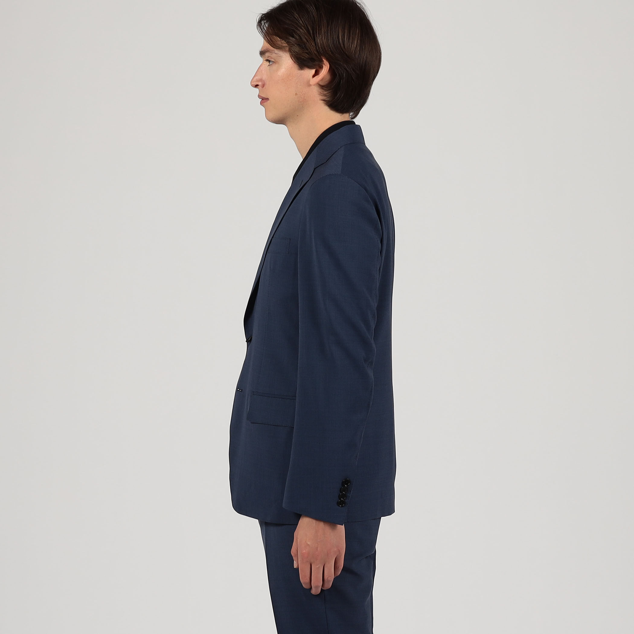 □Super120'sウールポリエステル シングルブレステッド2Bジャケット