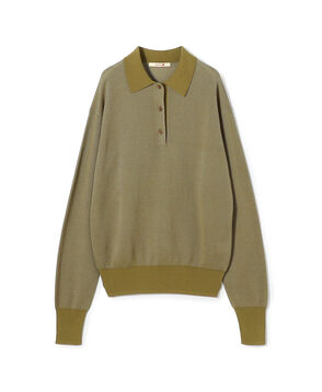 ダブルカラーピケ ワイドポロカラーロングスリーブ