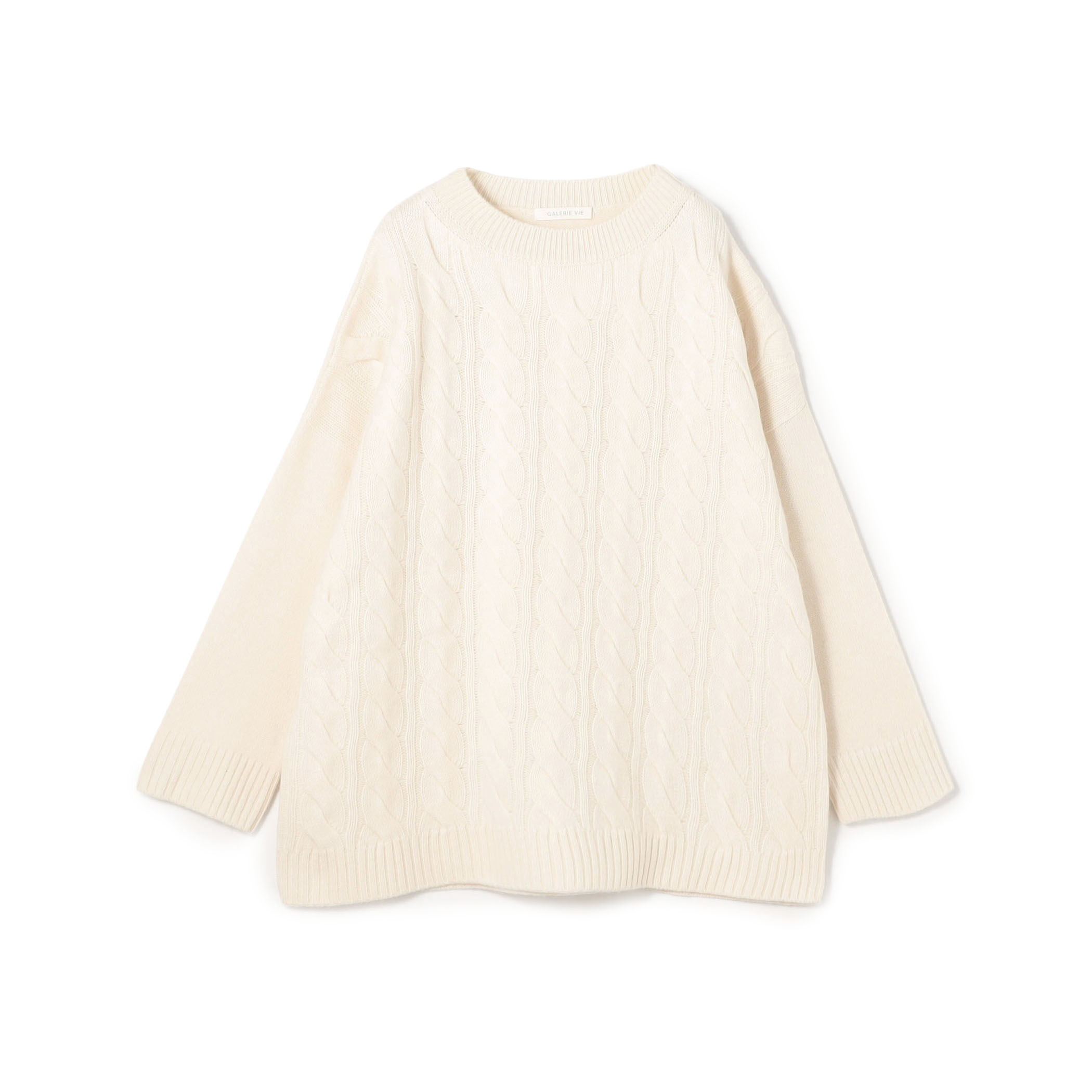 モンゴルカシミヤケーブル クルーネックプルオーバー