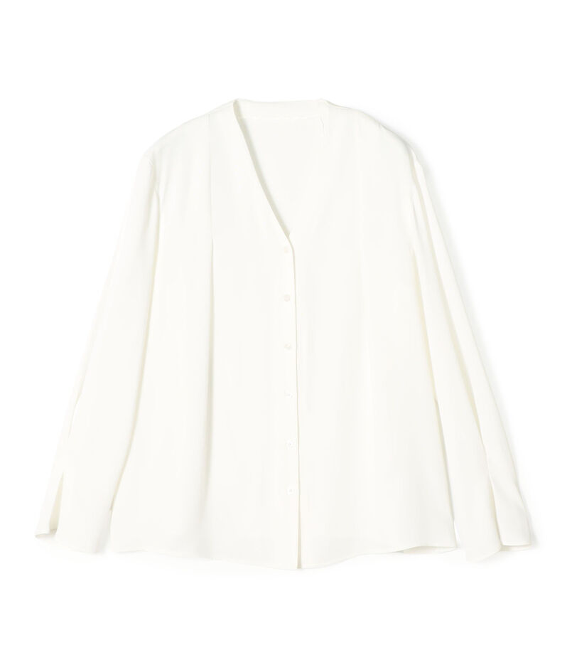 マットサテン Vネックブラウス