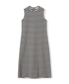 パイルボーダー スリーブレスワンピース