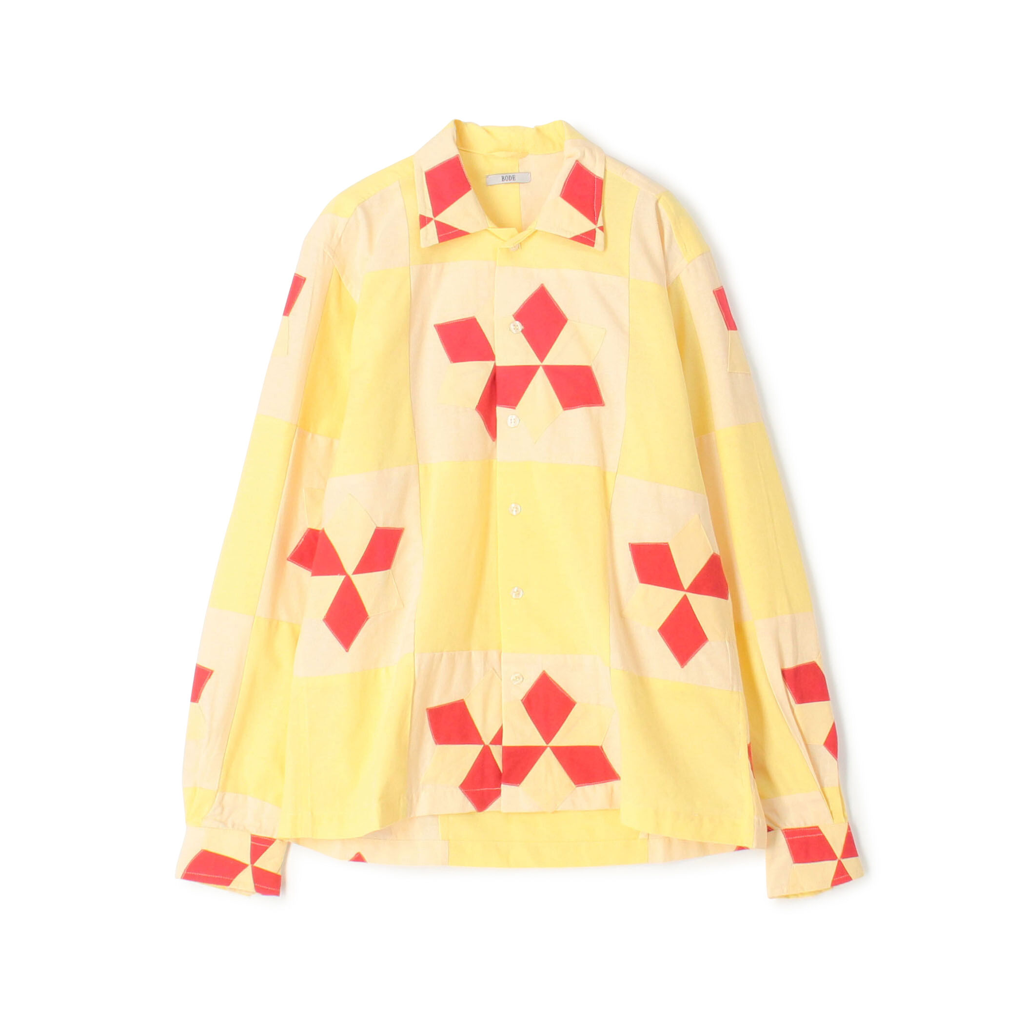 BODE / キルトシャツ/パッチワーク/長袖シャツ/YLW/92-01-22-01044// BODE◇キルトシャツ/パッチワーク/長袖シャツ/YLW/92-01-22-01044