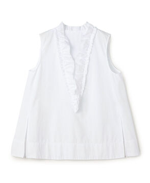 【WEB先行予約】コットンタイプライター フリルノースリーブブラウス