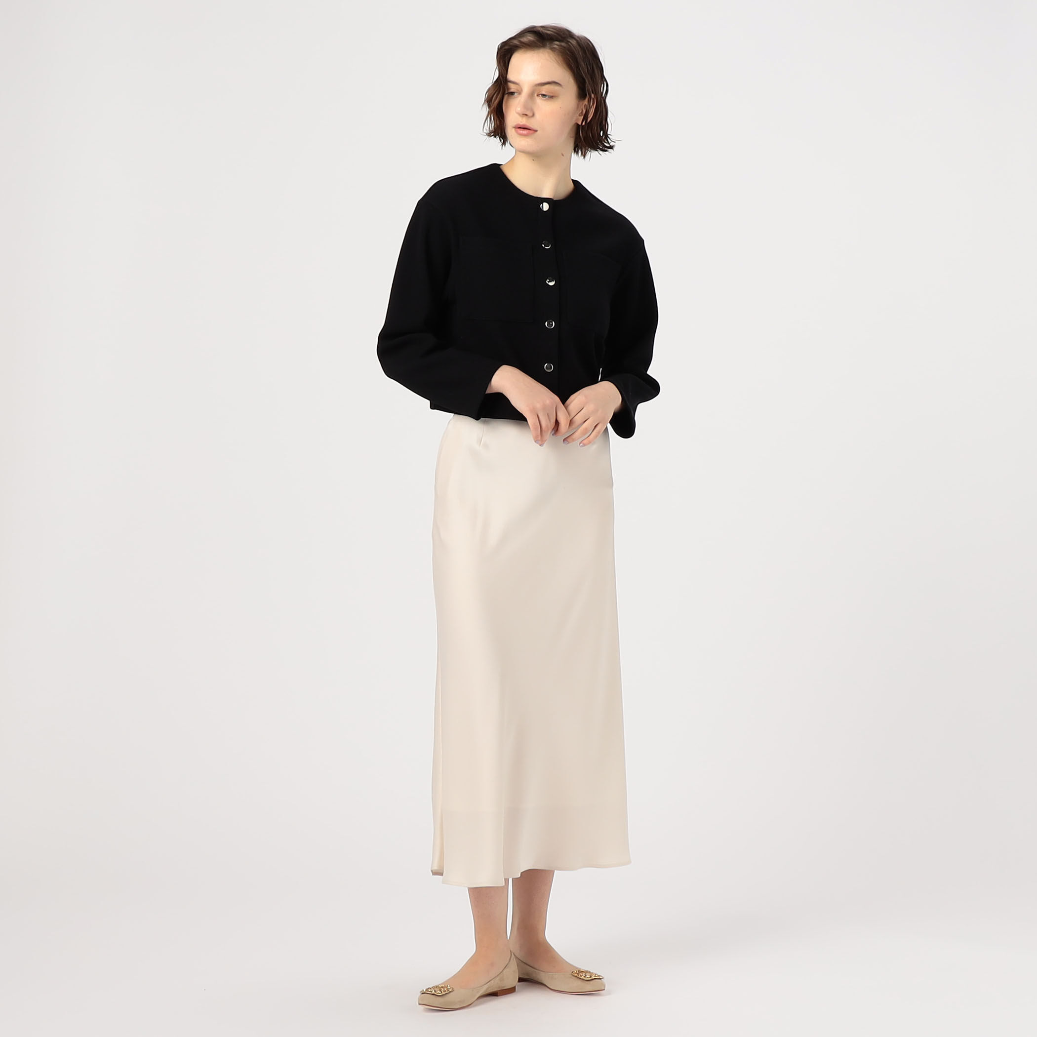 トゥモローランド Ballsey イギージャージー ショートカーディガン　白 イギージャージー ショートカーディガン｜トゥモローランド 公式通販