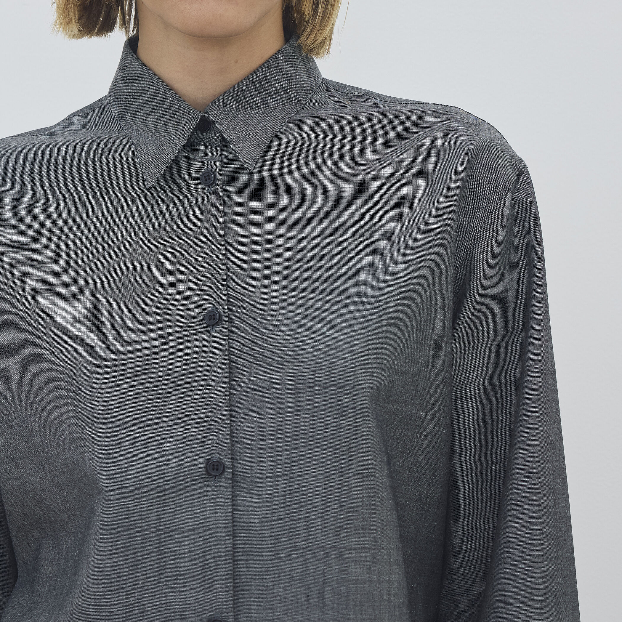 20SSドゥロワー今季カットソー完売ニット シャツ　グレー AZUL BY MOUSSY | スムースタッチ長袖トップス (Tシャツ・カットソー