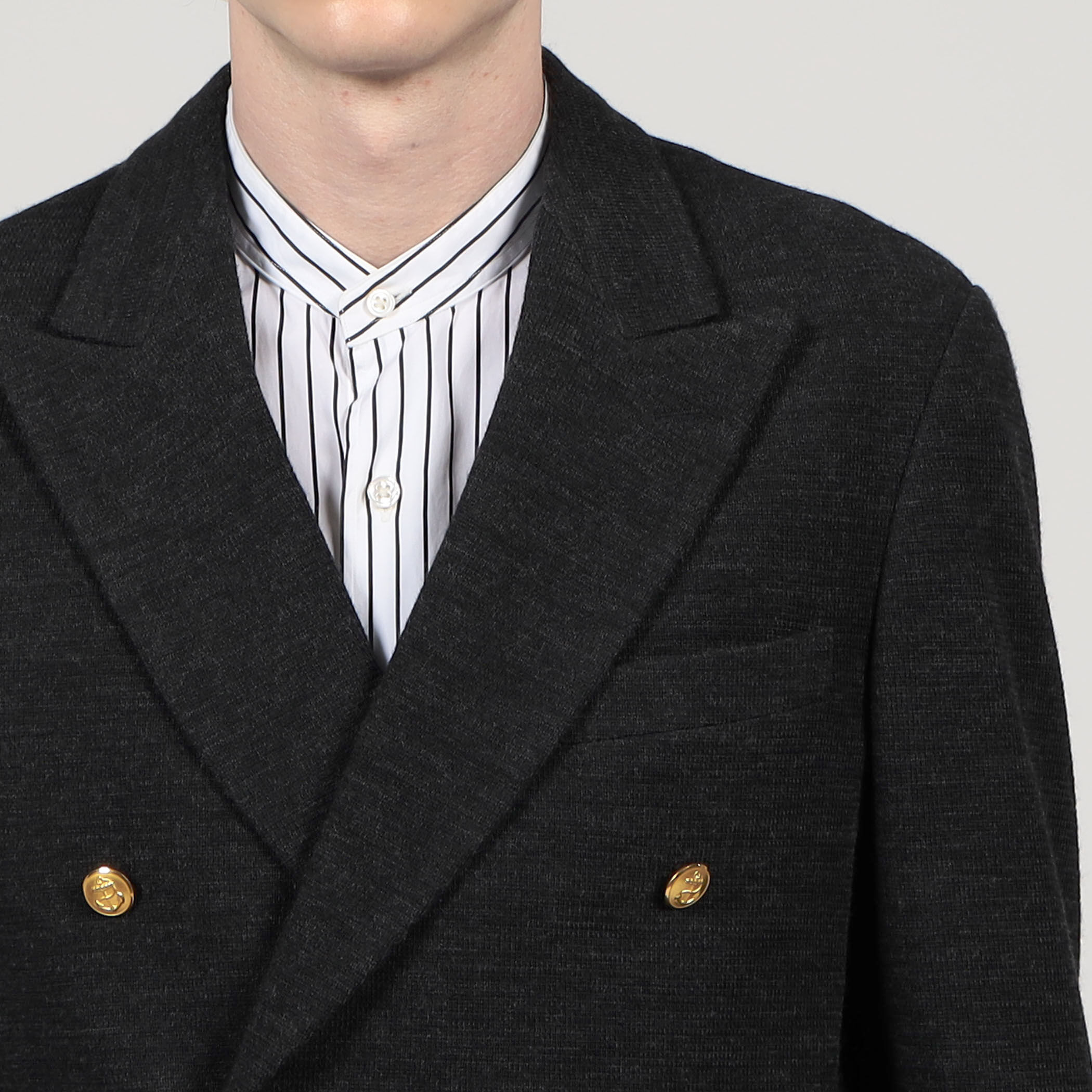 □ウールコットンダブルニット ダブルブレステッド6Bブレザー