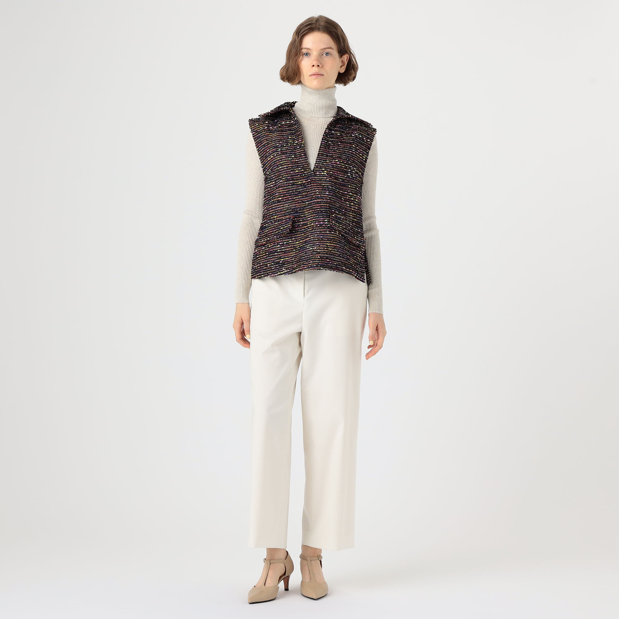 フリンジヤーンツイード スキッパーベスト｜トゥモローランド 公式通販