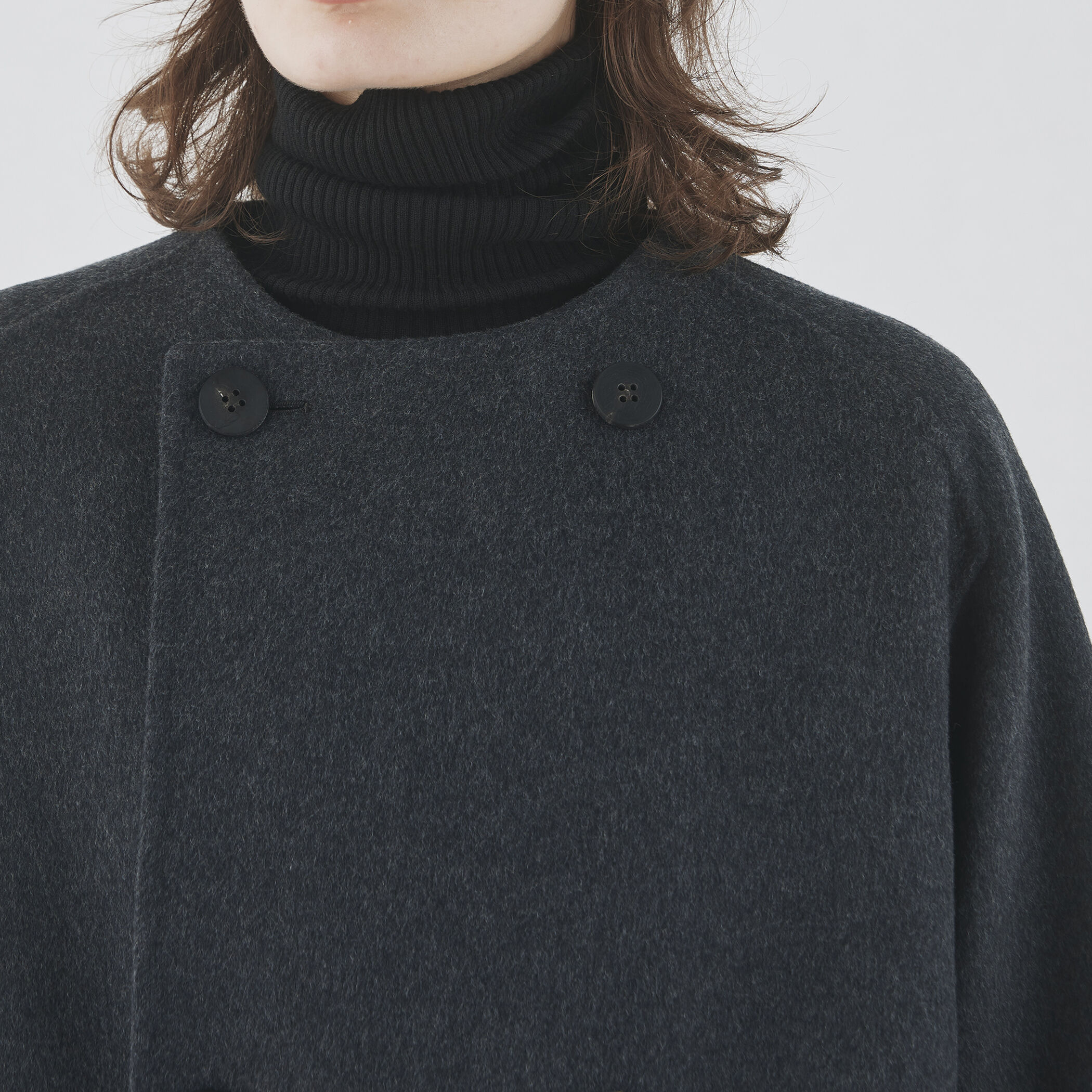 ウールダブルフェイス カラーレス トレンチコート｜トゥモローランド