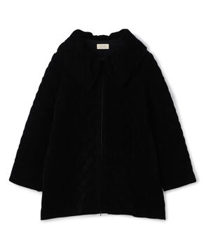 キルティングベロアニット ビックカラーコート