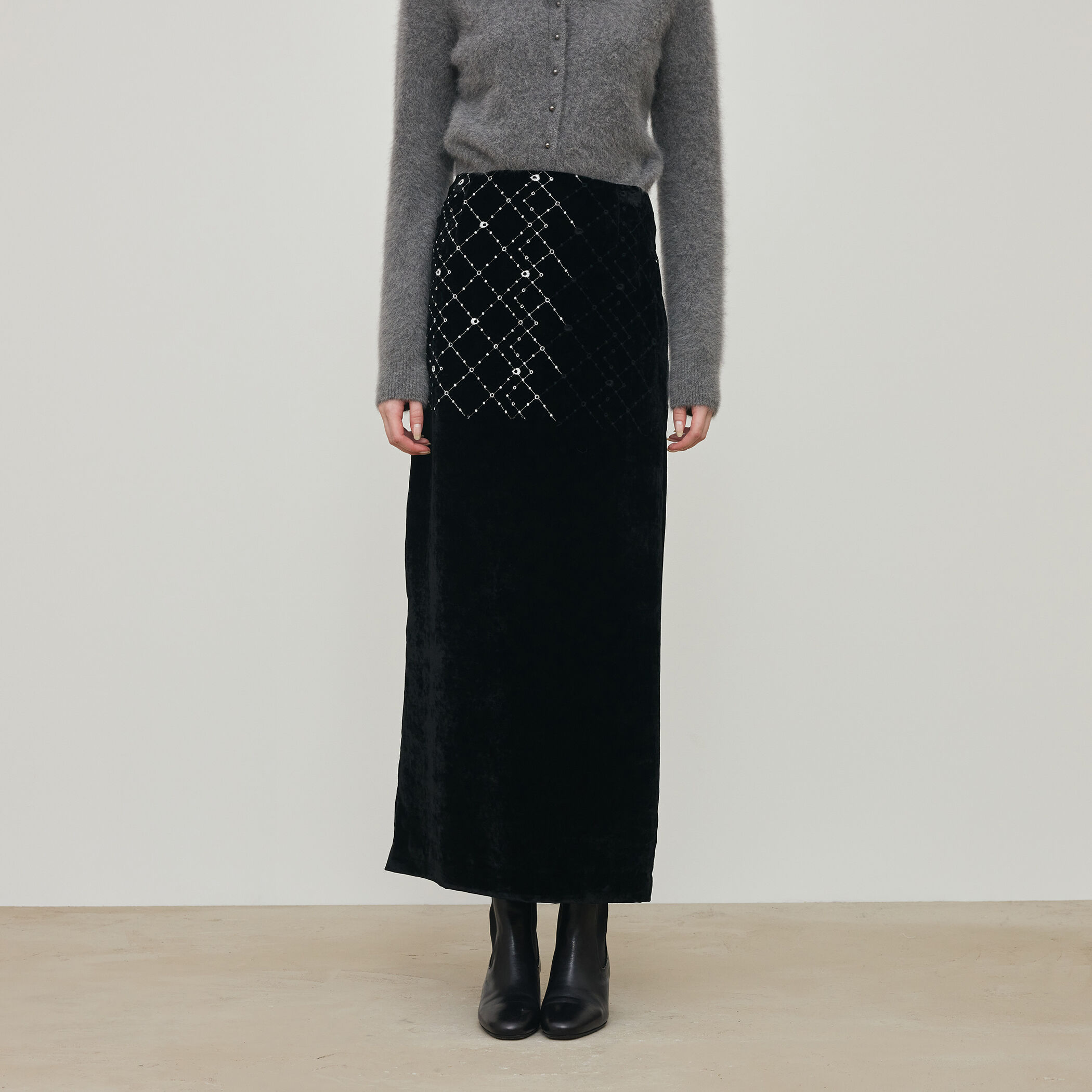 ダイアモンドゲージエンブロイダリー マキシスカート