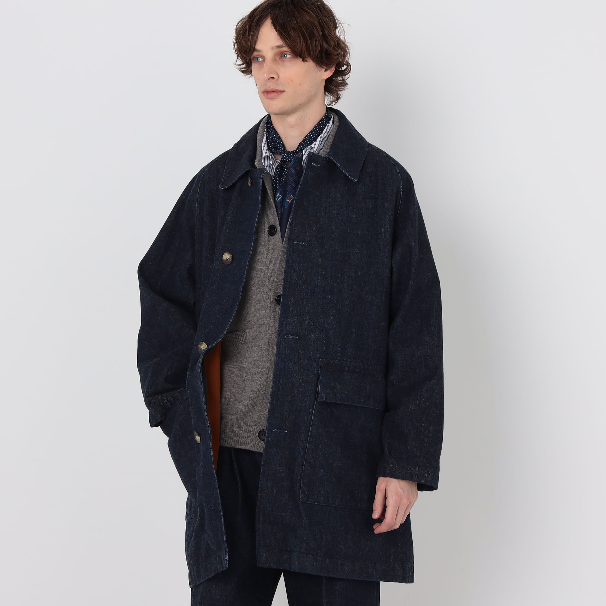 別注】EDWIN レインボーセルビッチデニム ステンカラーコート