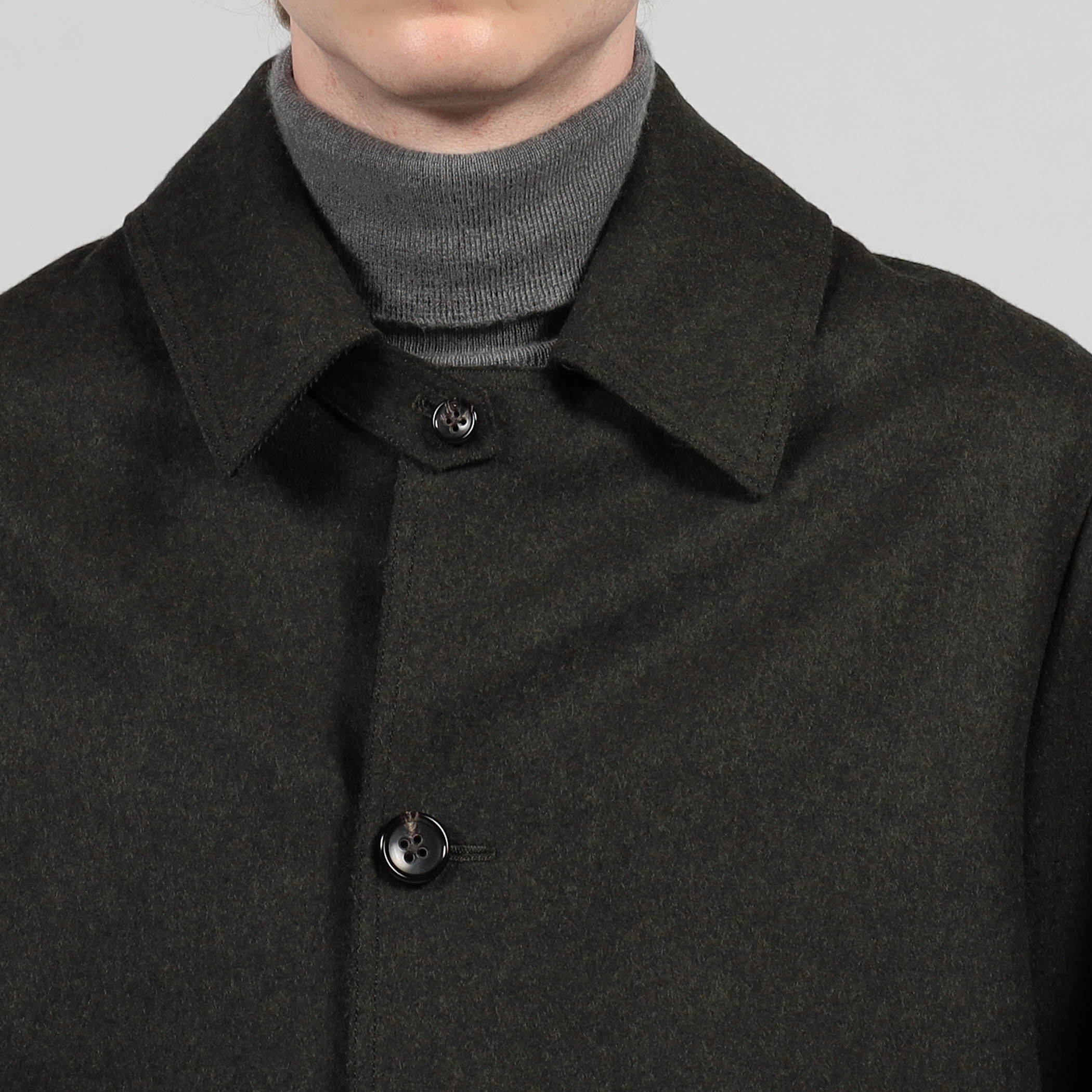 □ウールカシミヤ メルトン ベルテッド ステンカラーコート